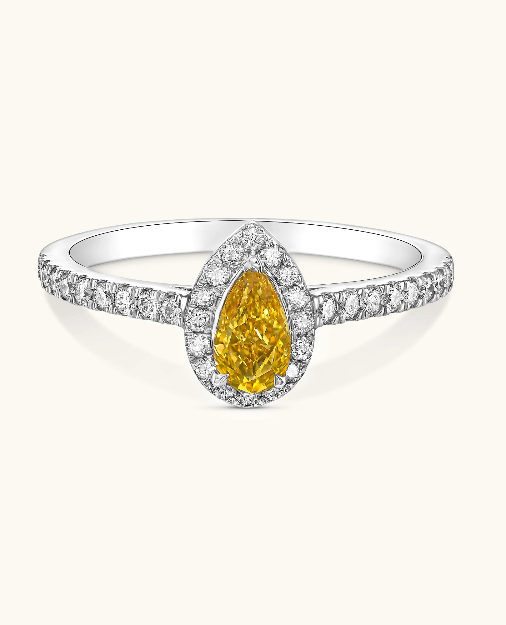 Orange Diamond Halo Engagement Ring - Image 5