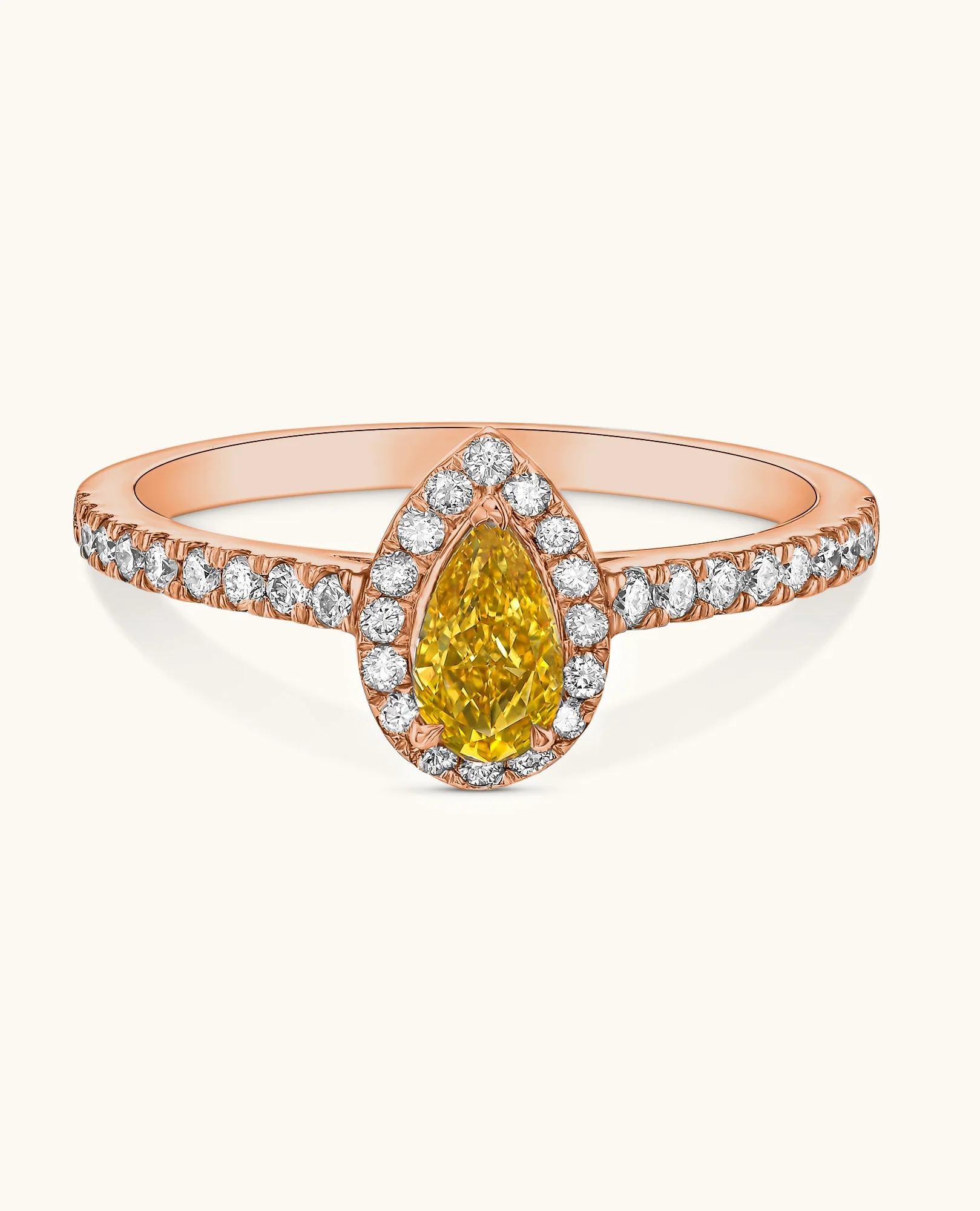 Orange Diamond Halo Engagement Ring - Image 6