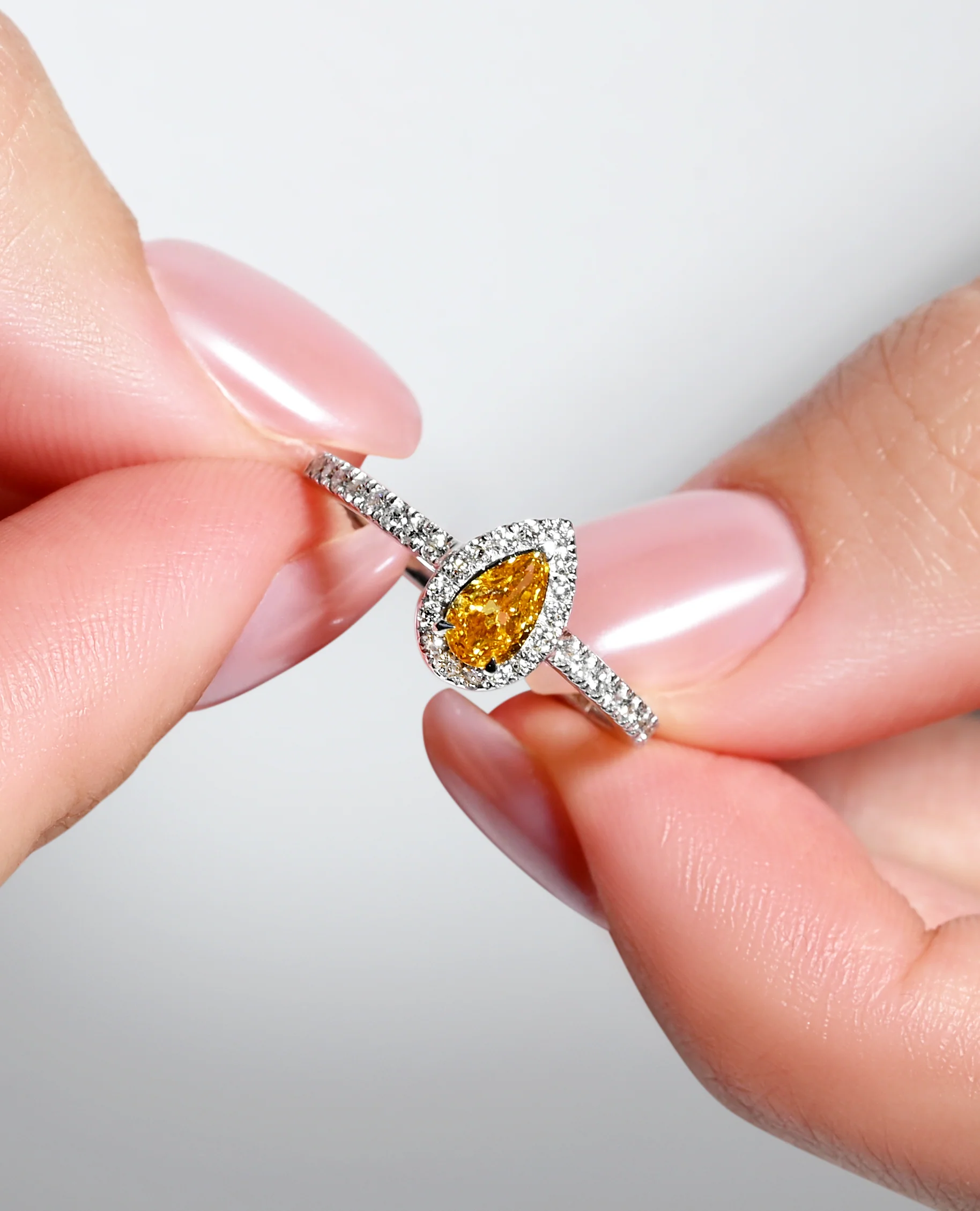 Orange Diamond Halo Engagement Ring - Image 9