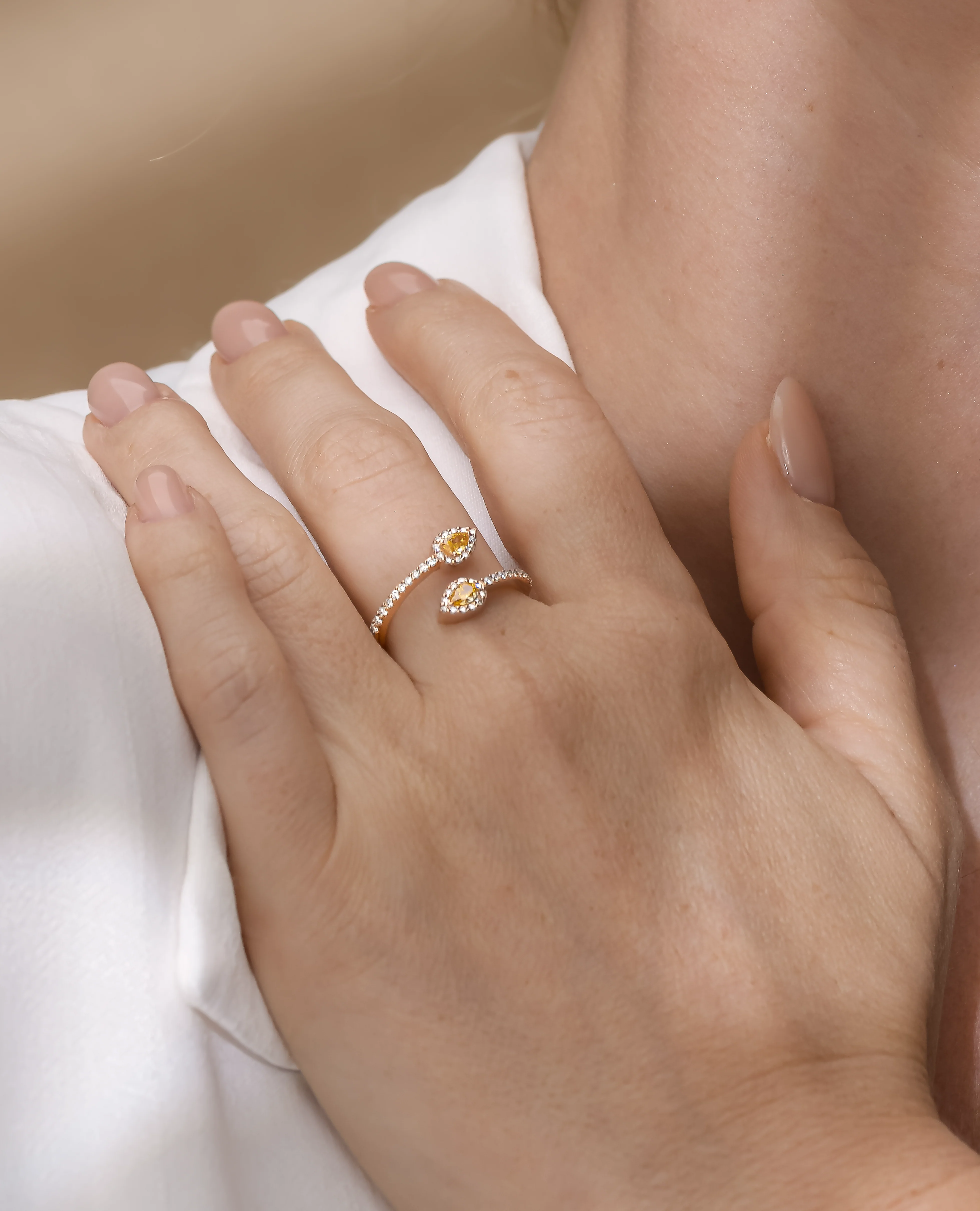 Pave Pear Wrap Ring - Image 7