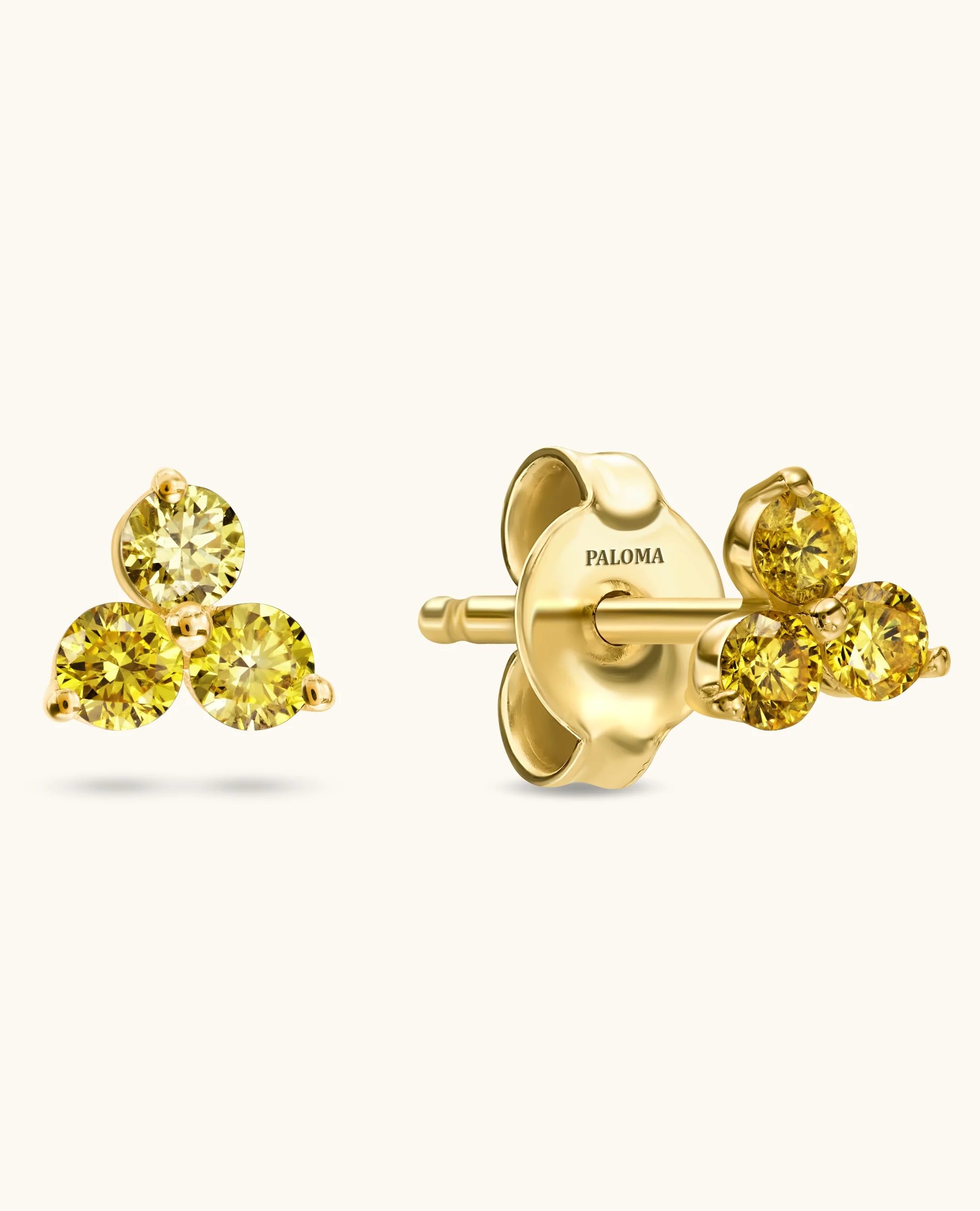 Petite Yellow Diamond Trio Stud Earrings