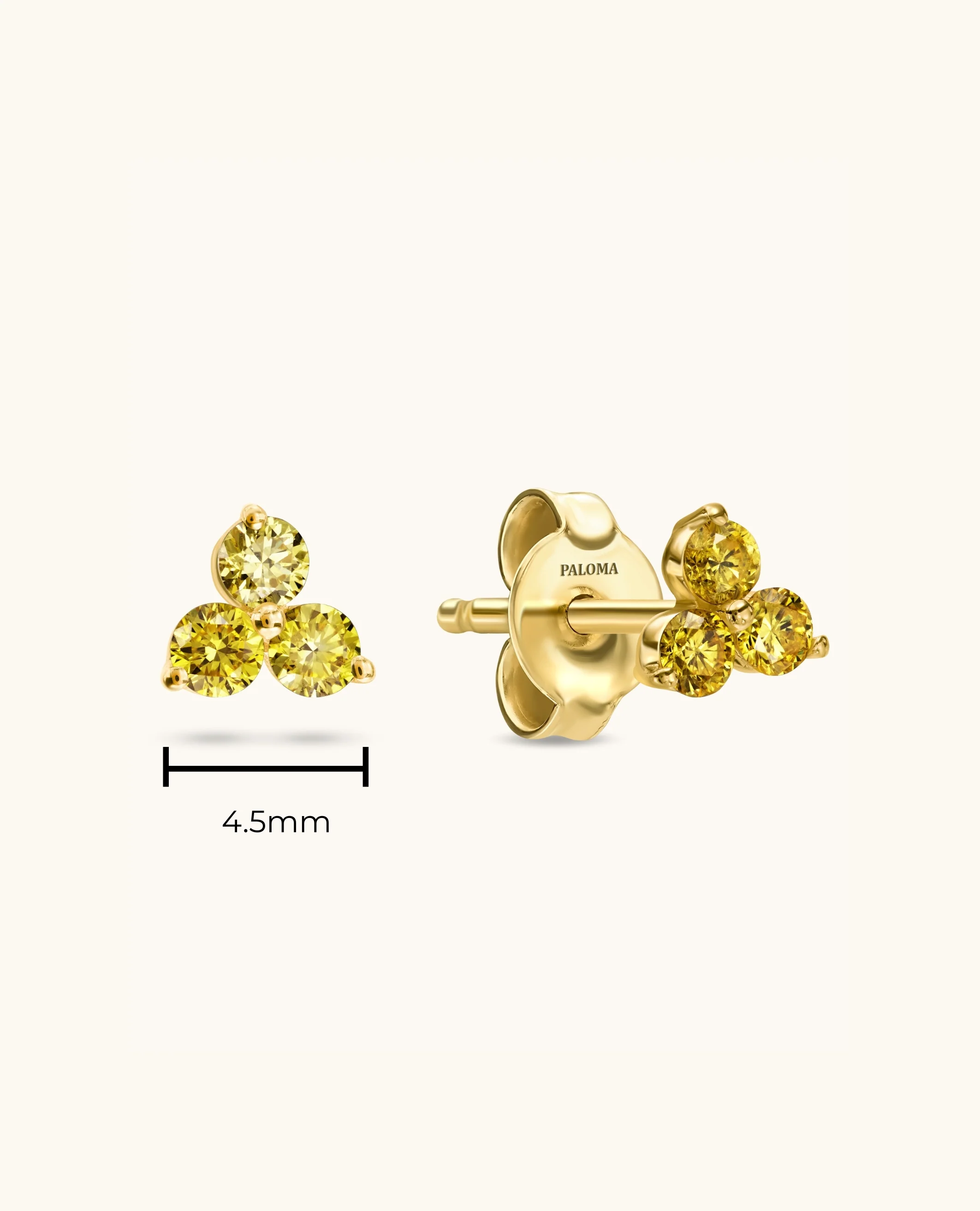 Petite Yellow Diamond Trio Stud Earrings - Image 2