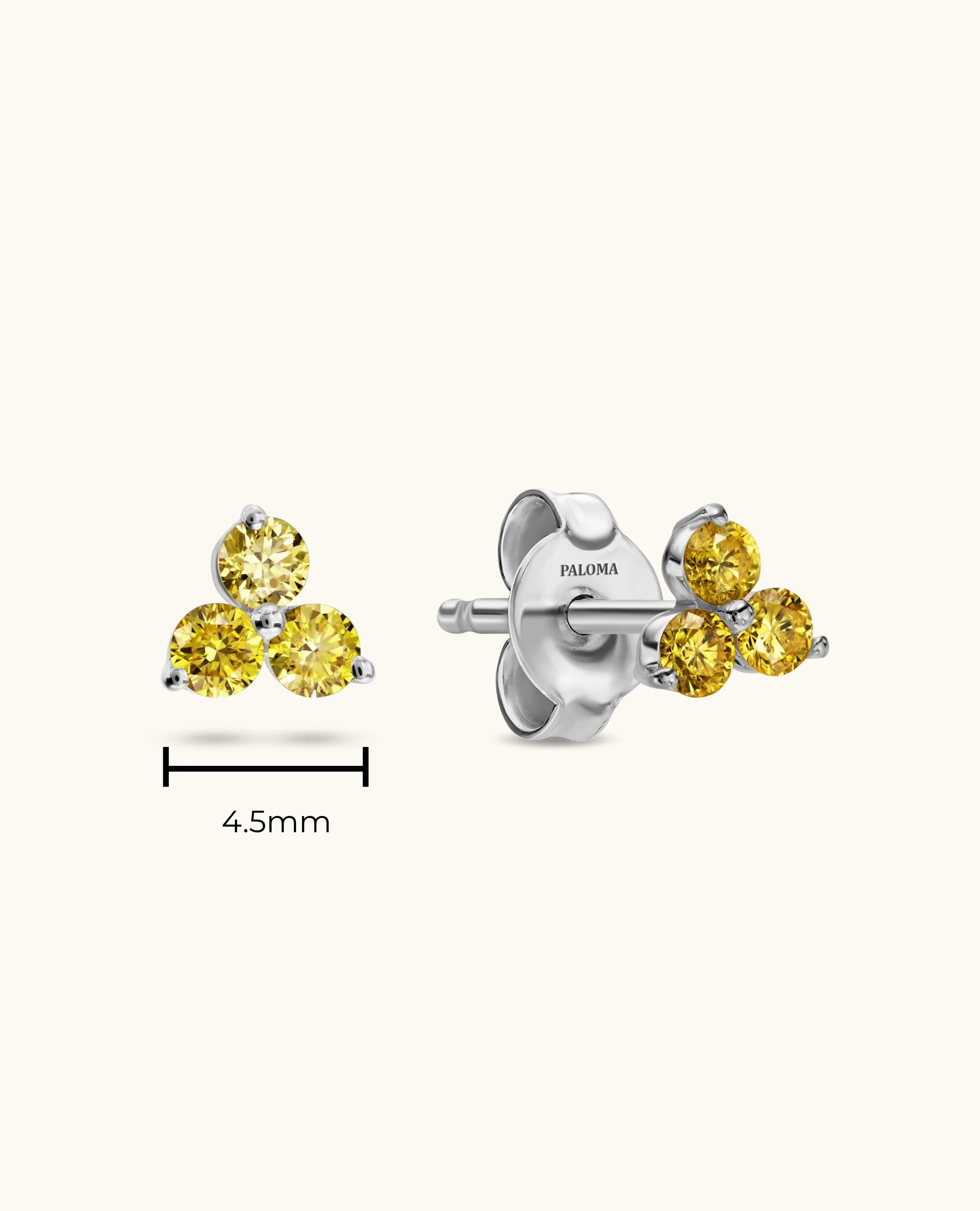 Petite Yellow Diamond Trio Stud Earrings - Image 3