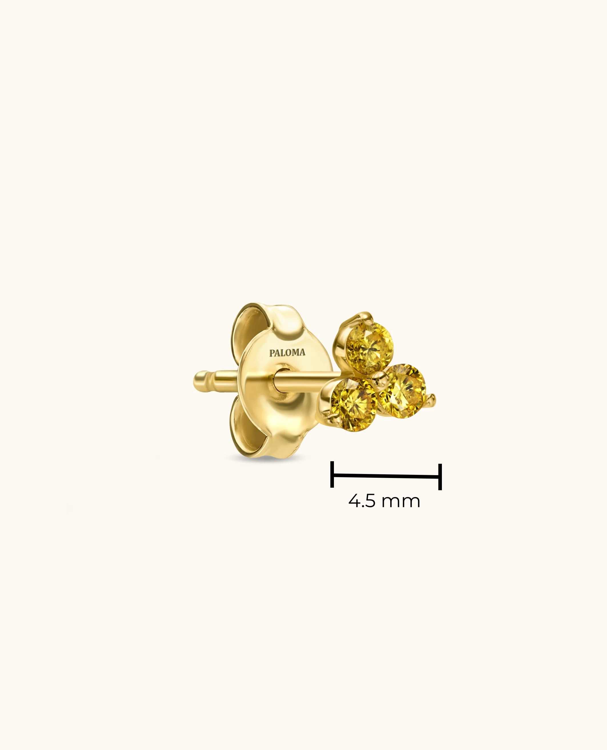 Petite Yellow Diamond Trio Stud Earrings - Image 6