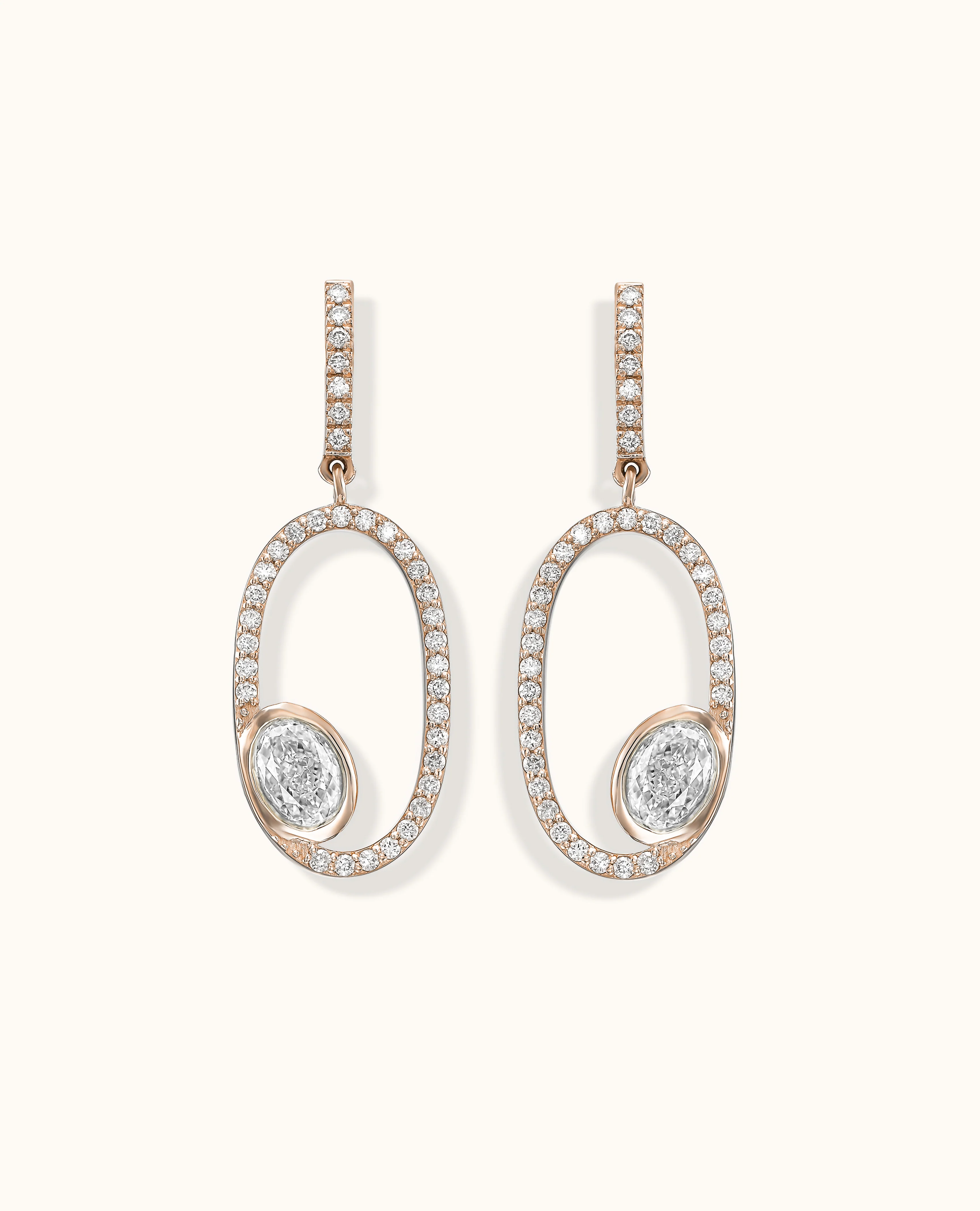 White Diamond Aura Edge Drop Earrings - Image 3