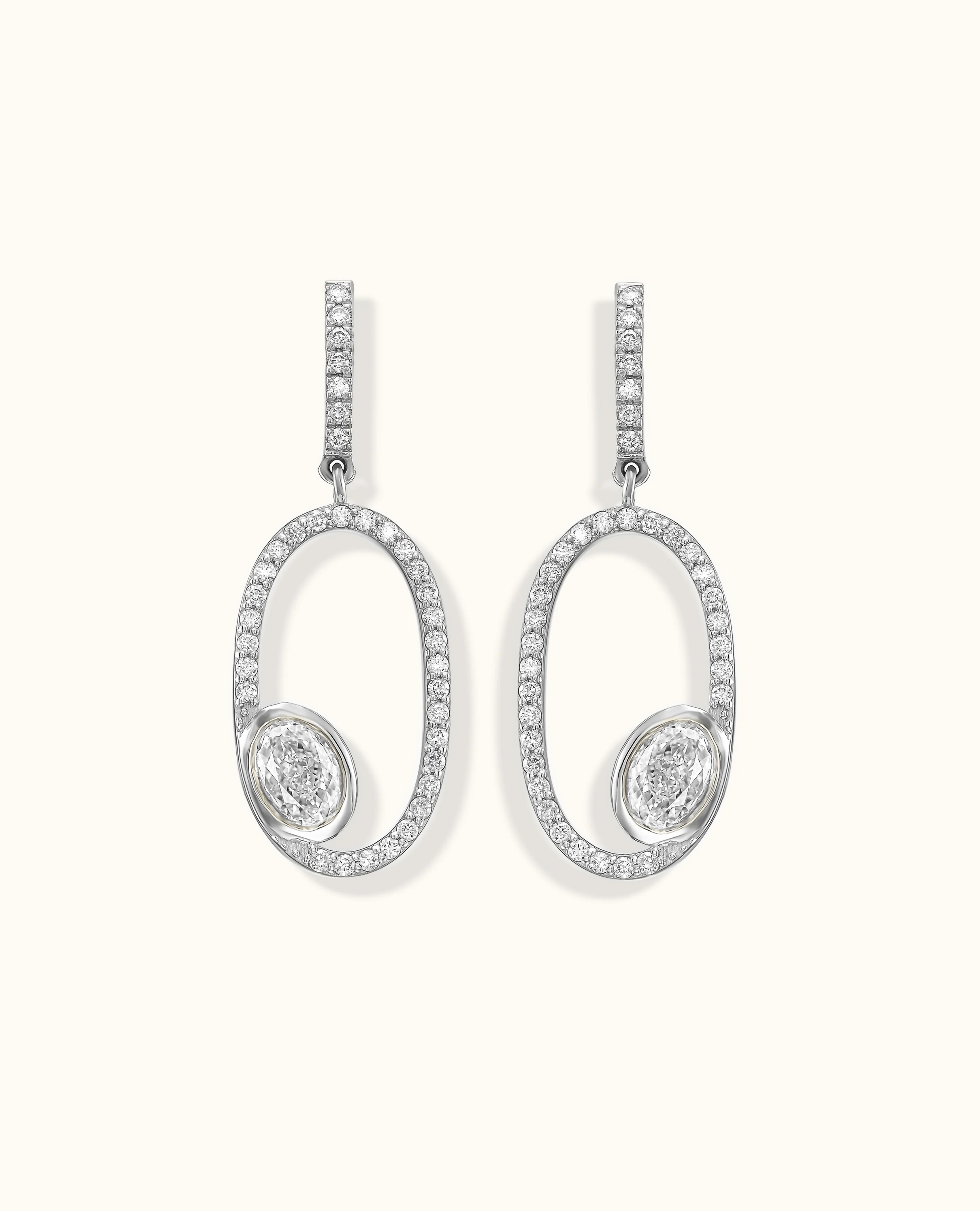 White Diamond Aura Edge Drop Earrings - Image 7