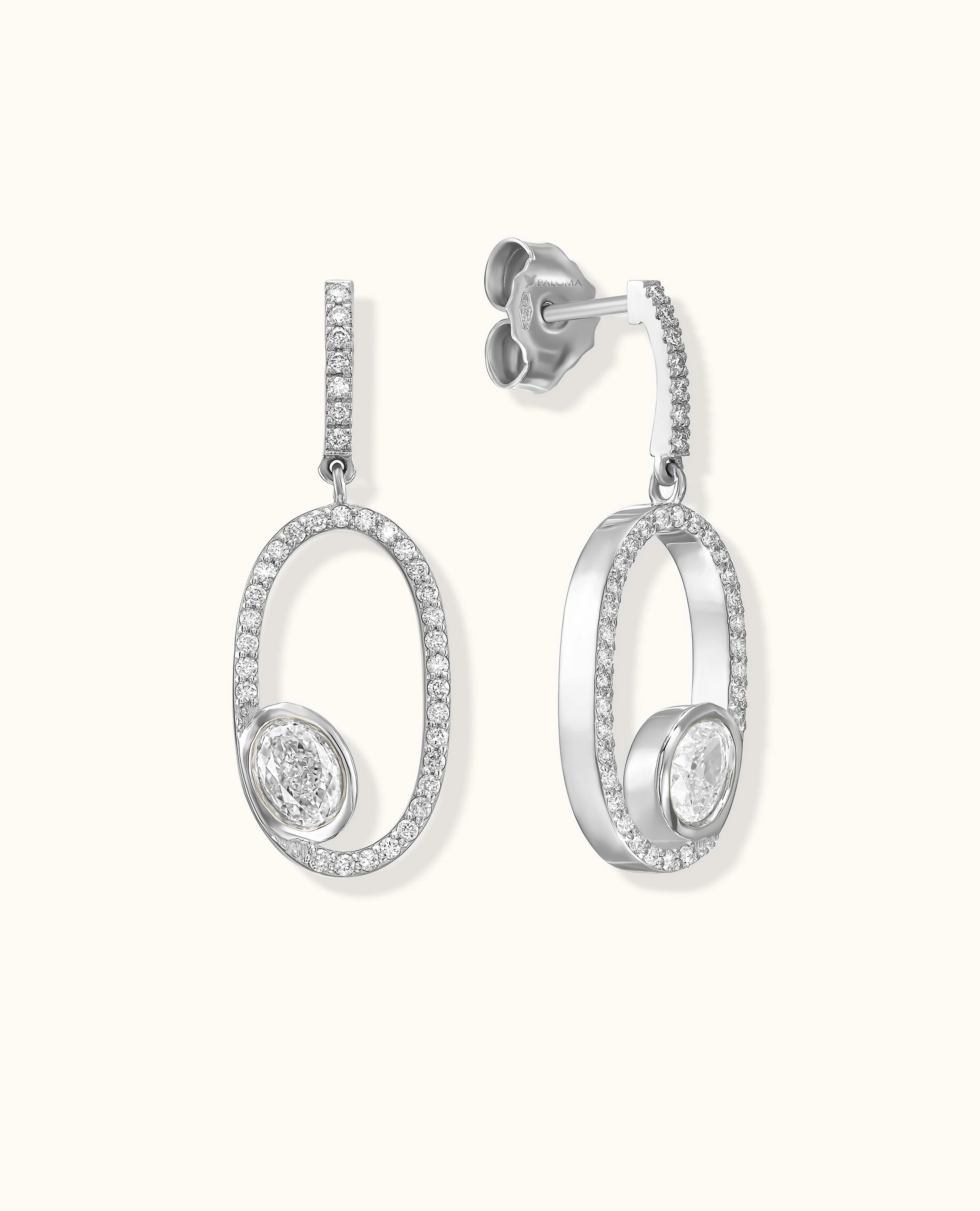 White Diamond Aura Edge Drop Earrings - Image 8