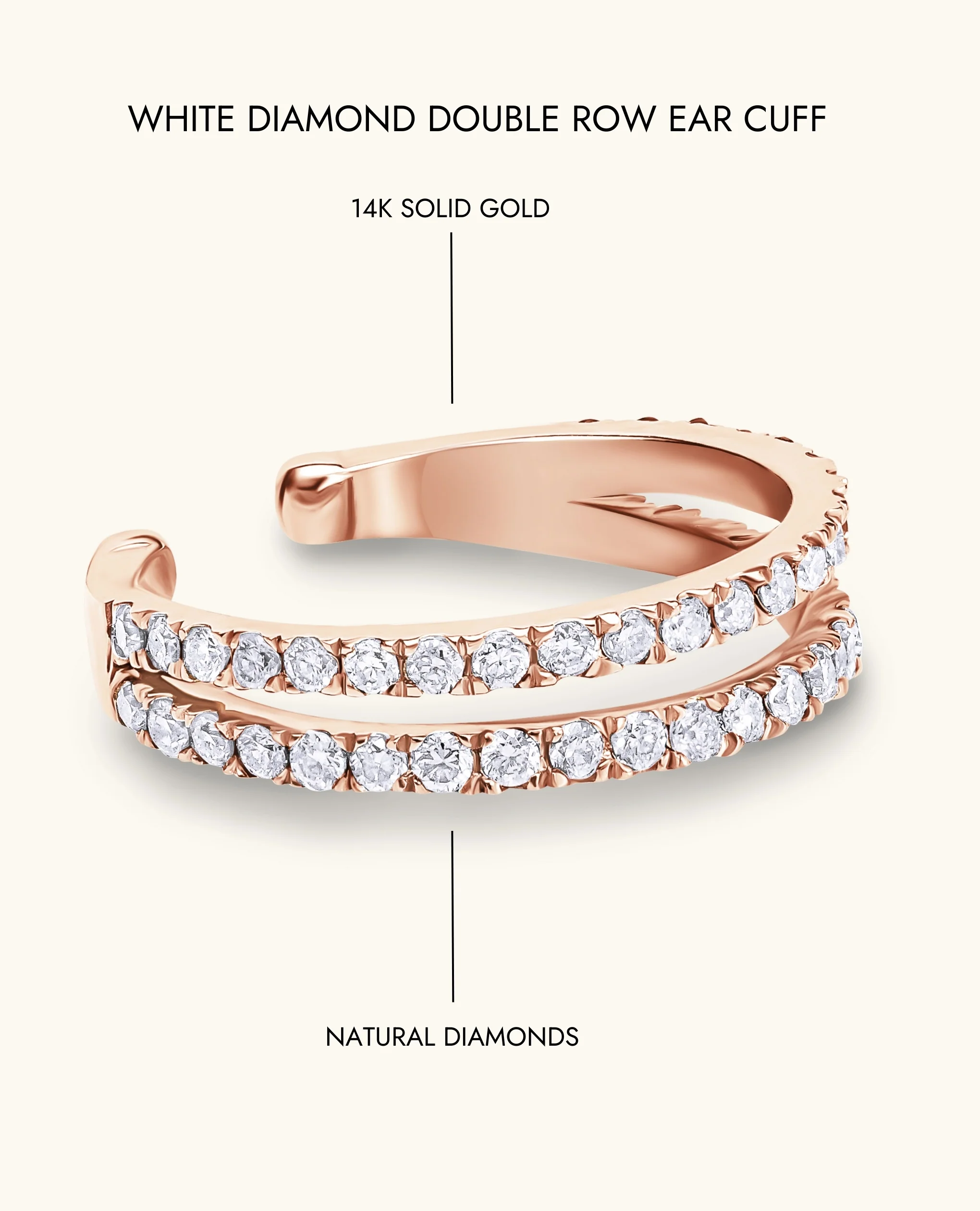 White Diamond Double  Row Ear Cuff - Image 10