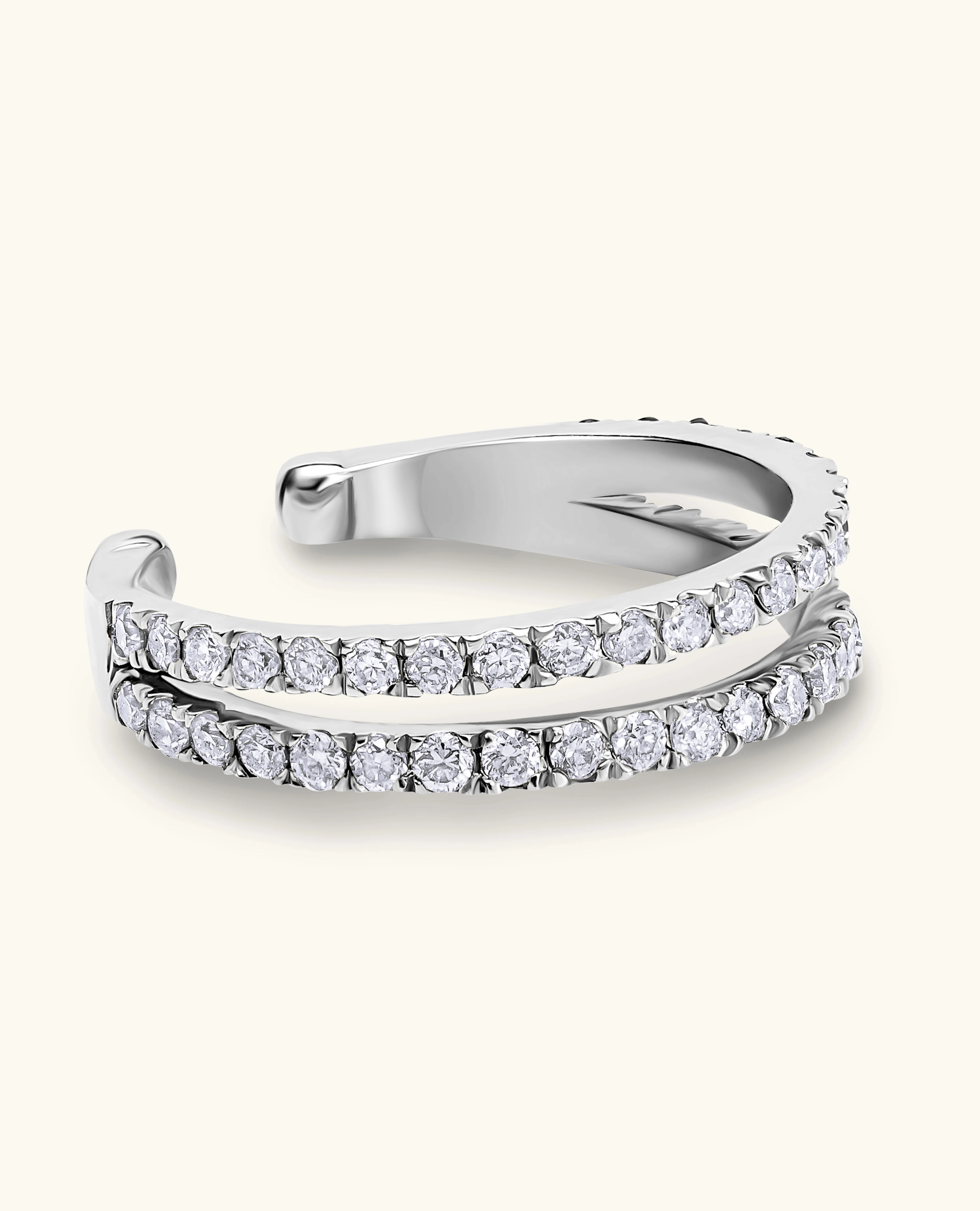 White Diamond Double  Row Ear Cuff - Image 2