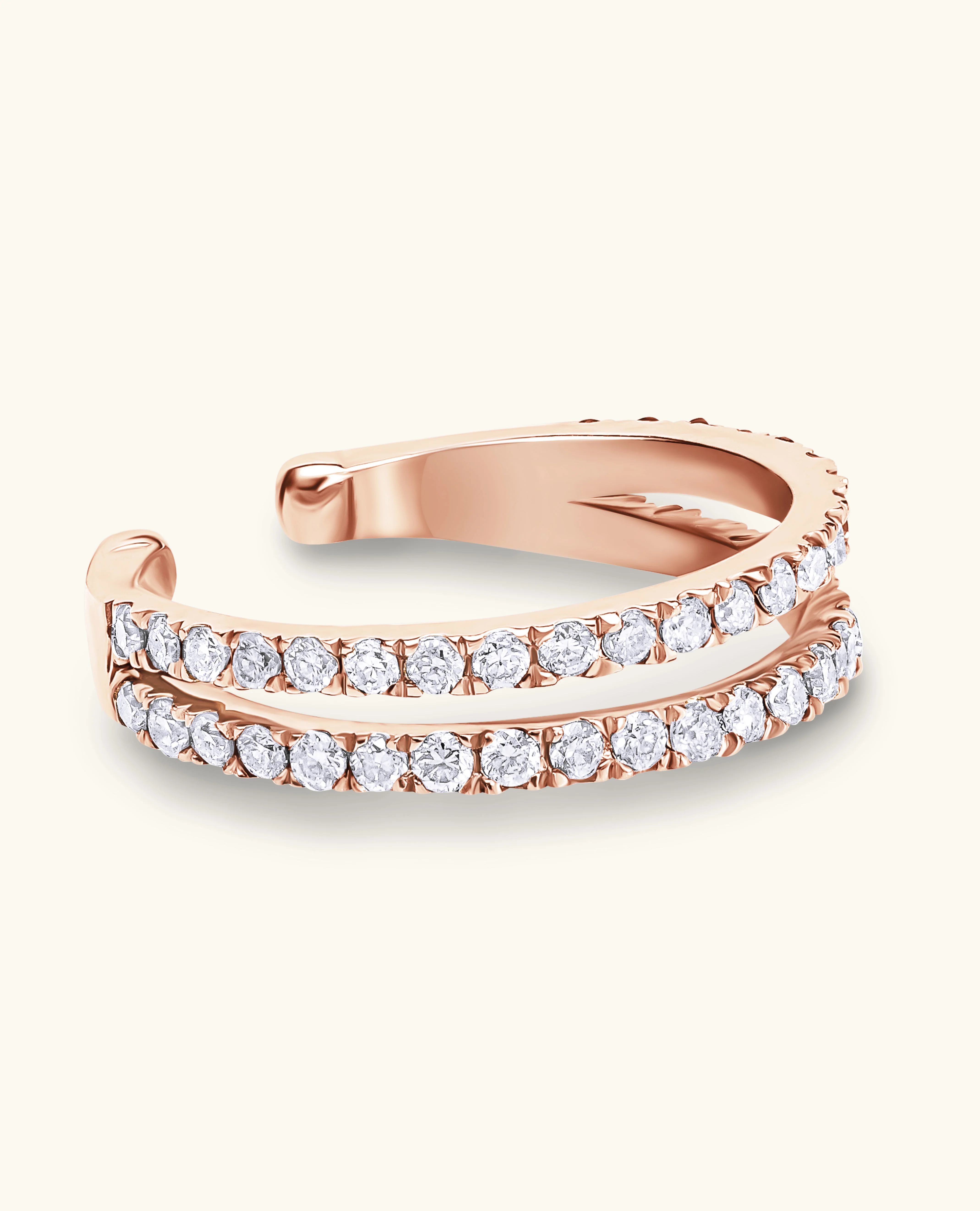 White Diamond Double  Row Ear Cuff - Image 3