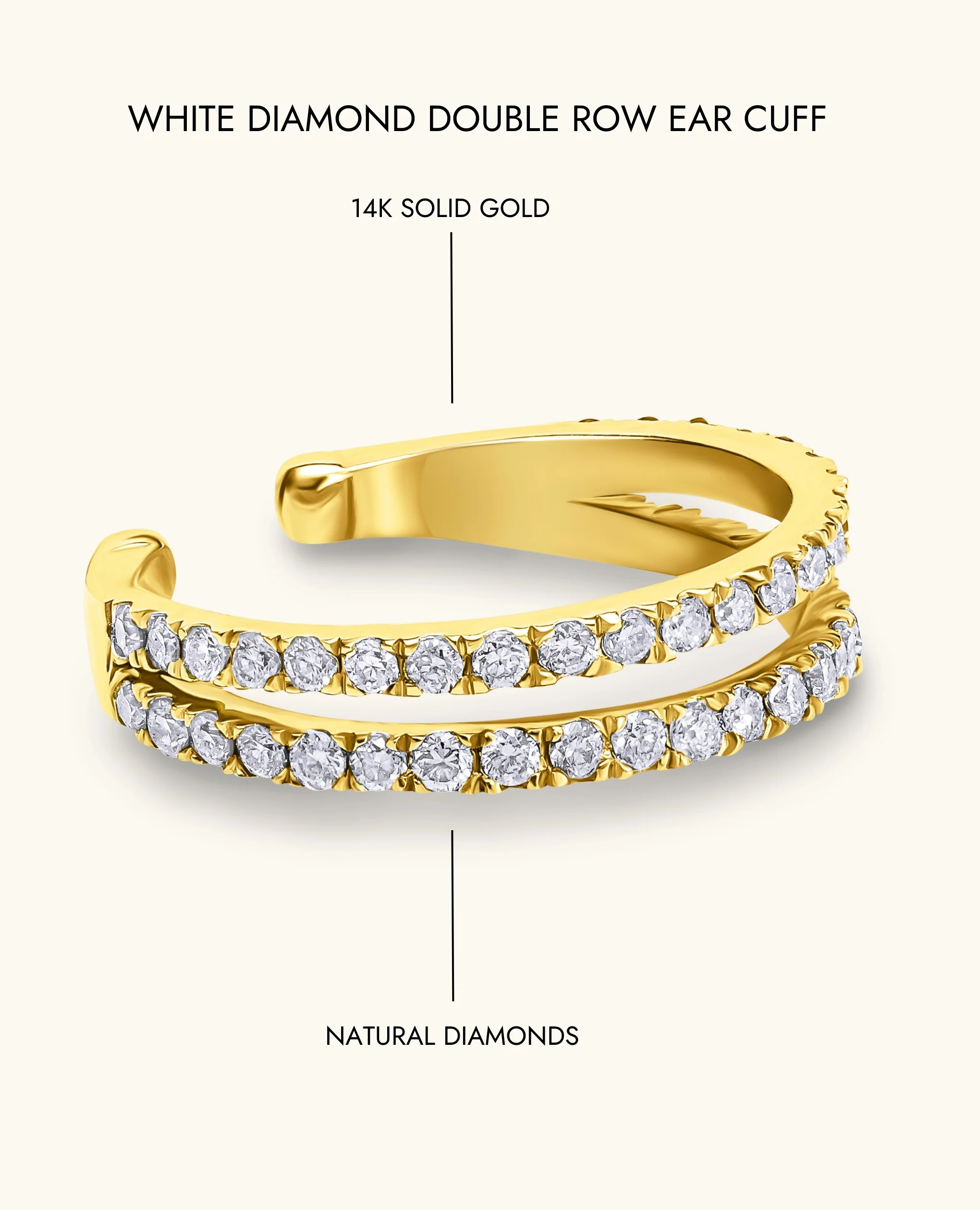 White Diamond Double  Row Ear Cuff - Image 8