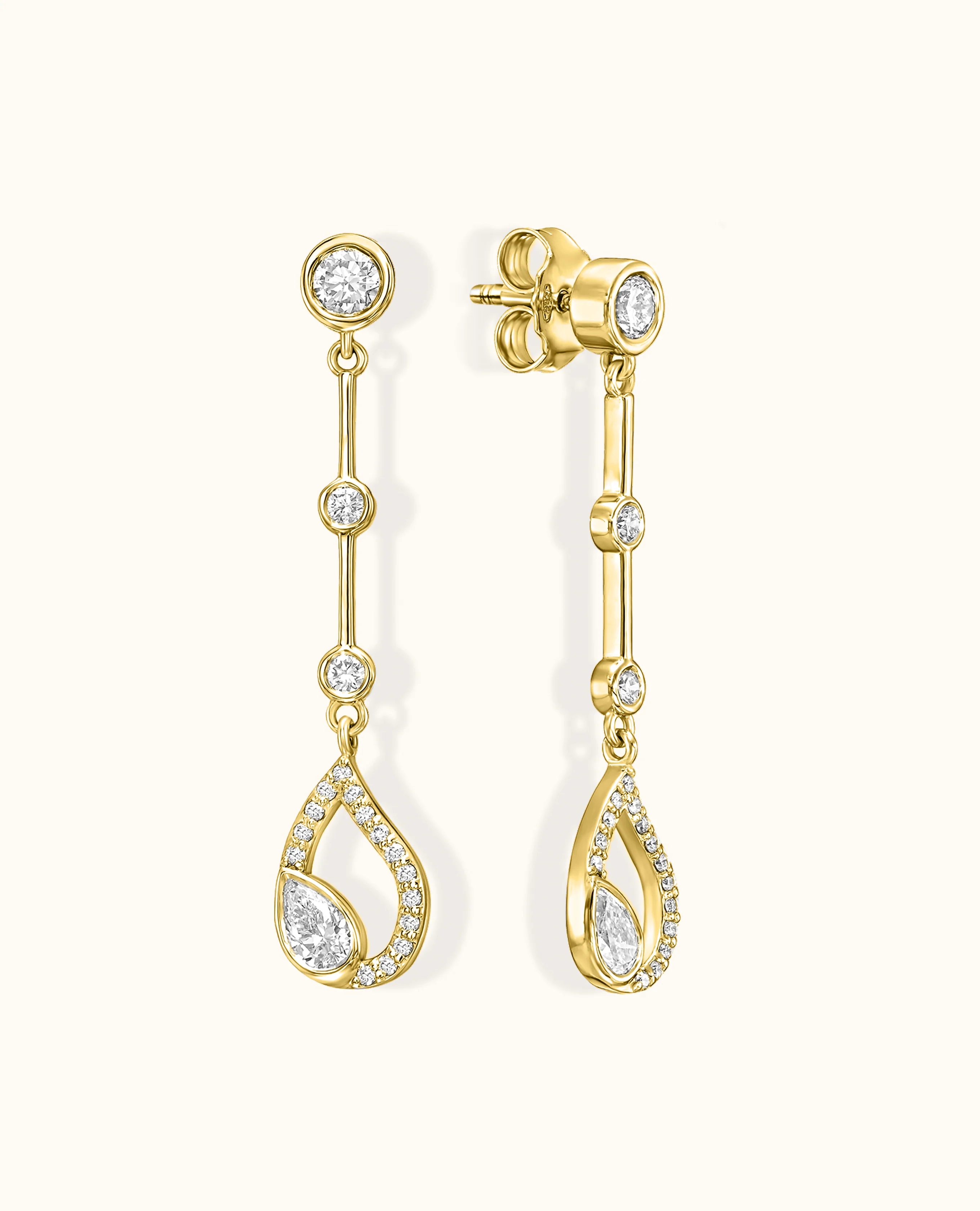 White Diamond Flair Drop Earrings - Image 3