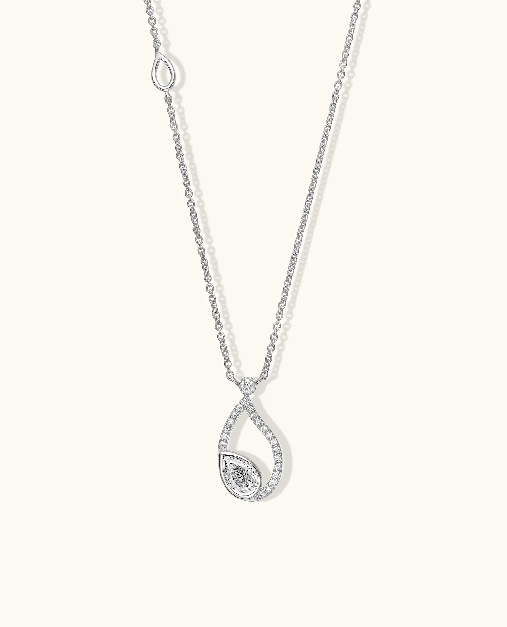 White Diamond Flair Drop Necklace - Image 3