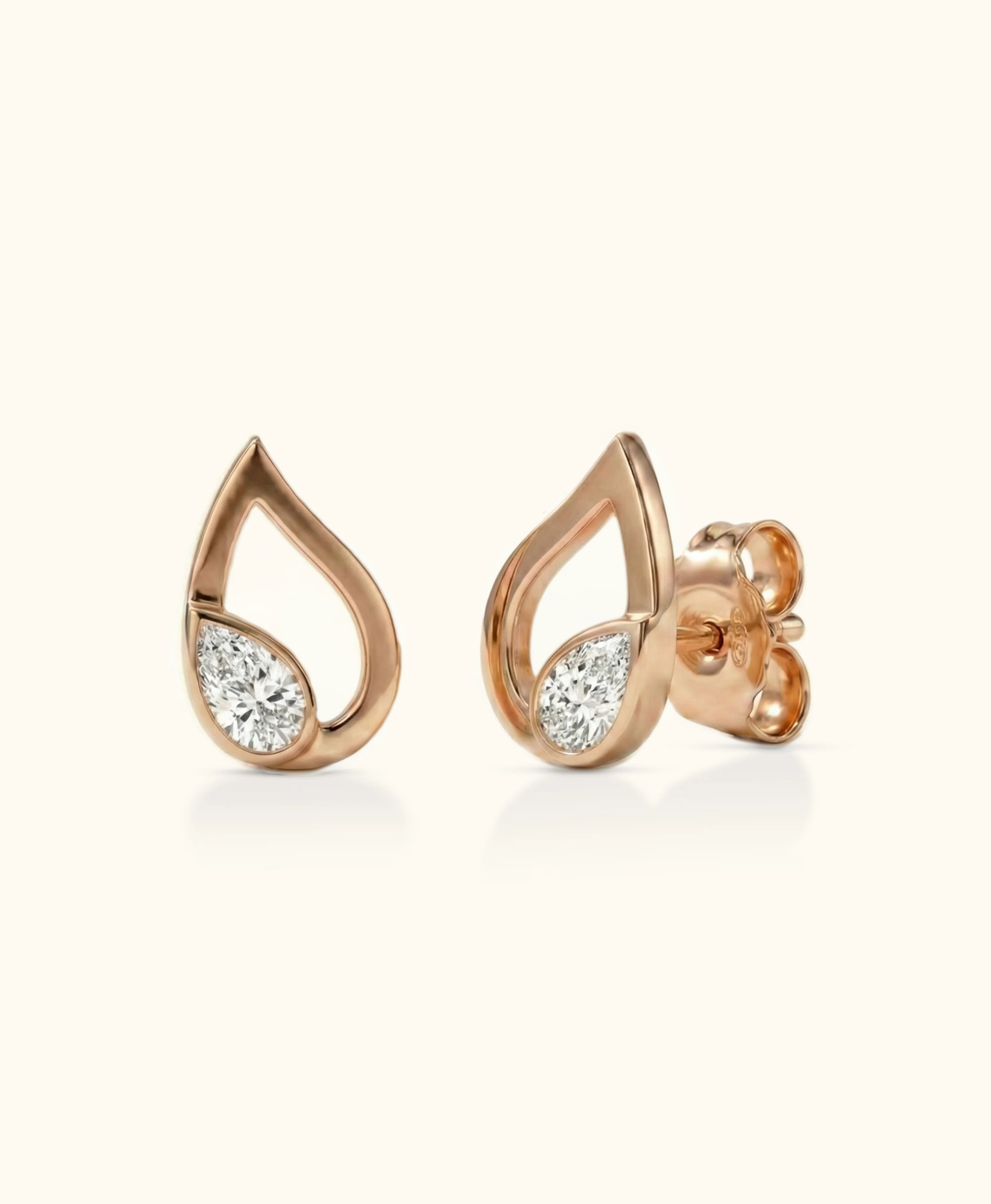 White Diamond Gold Flair Studs