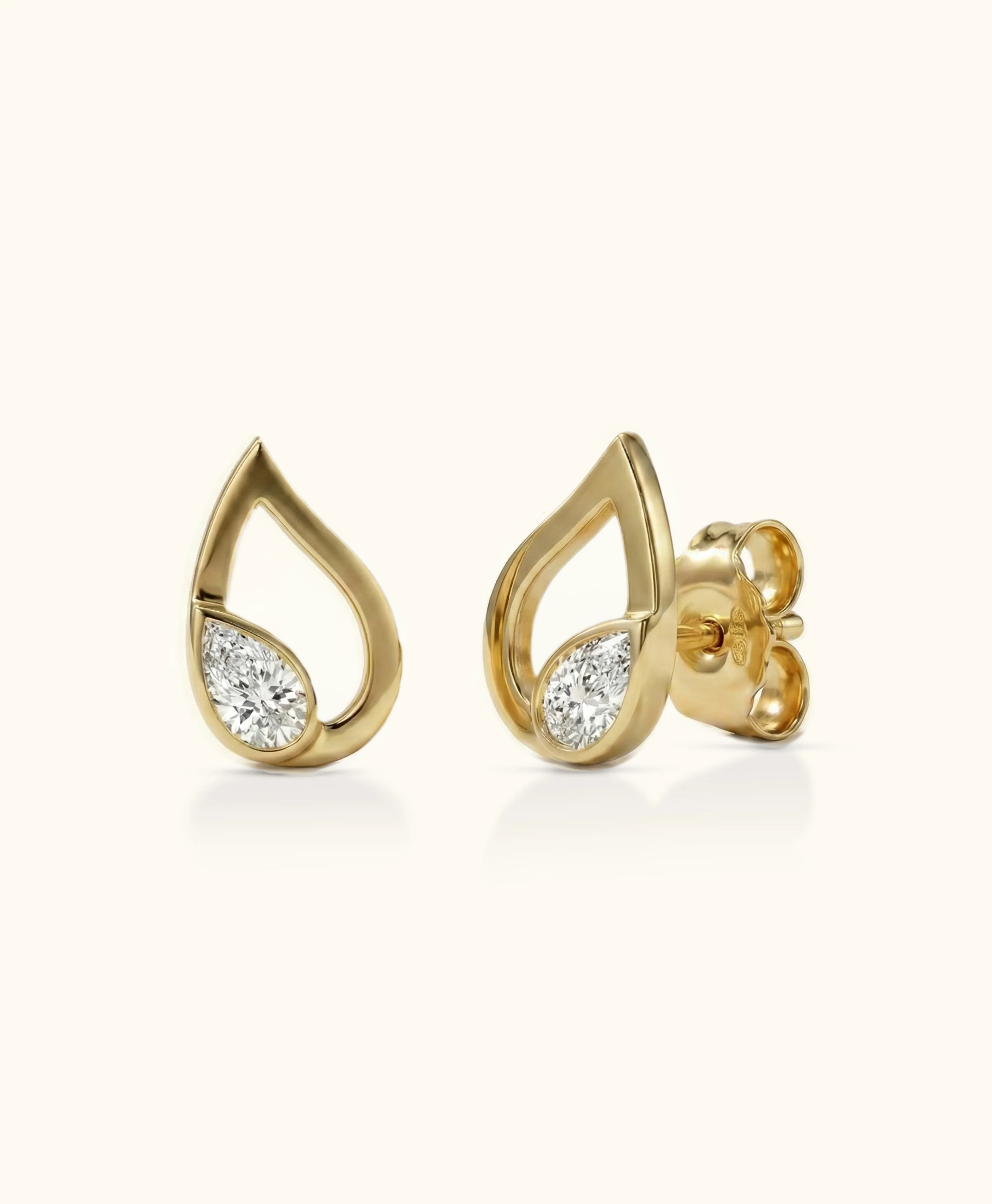 White Diamond Gold Flair Studs - Image 2
