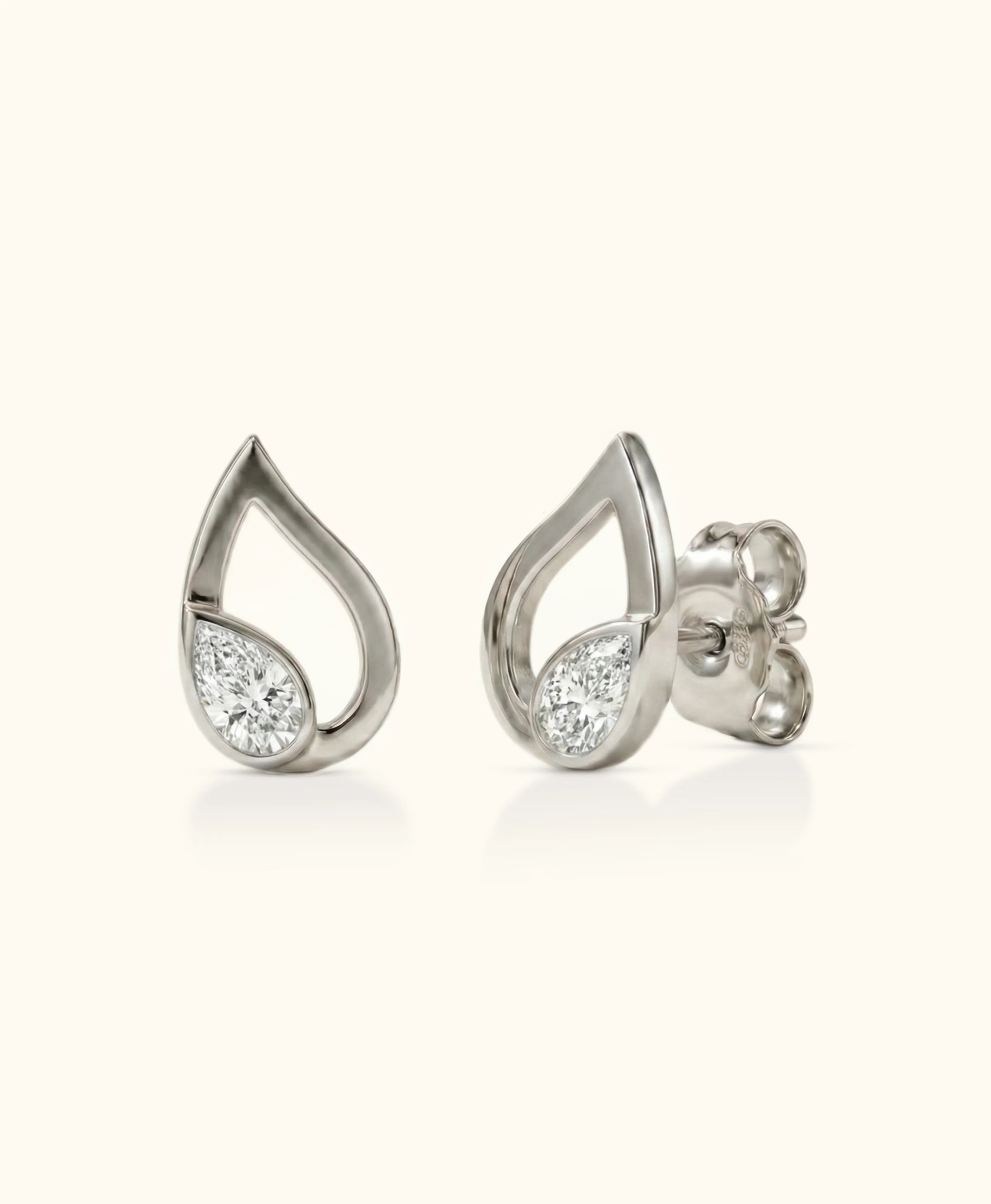 White Diamond Gold Flair Studs - Image 3