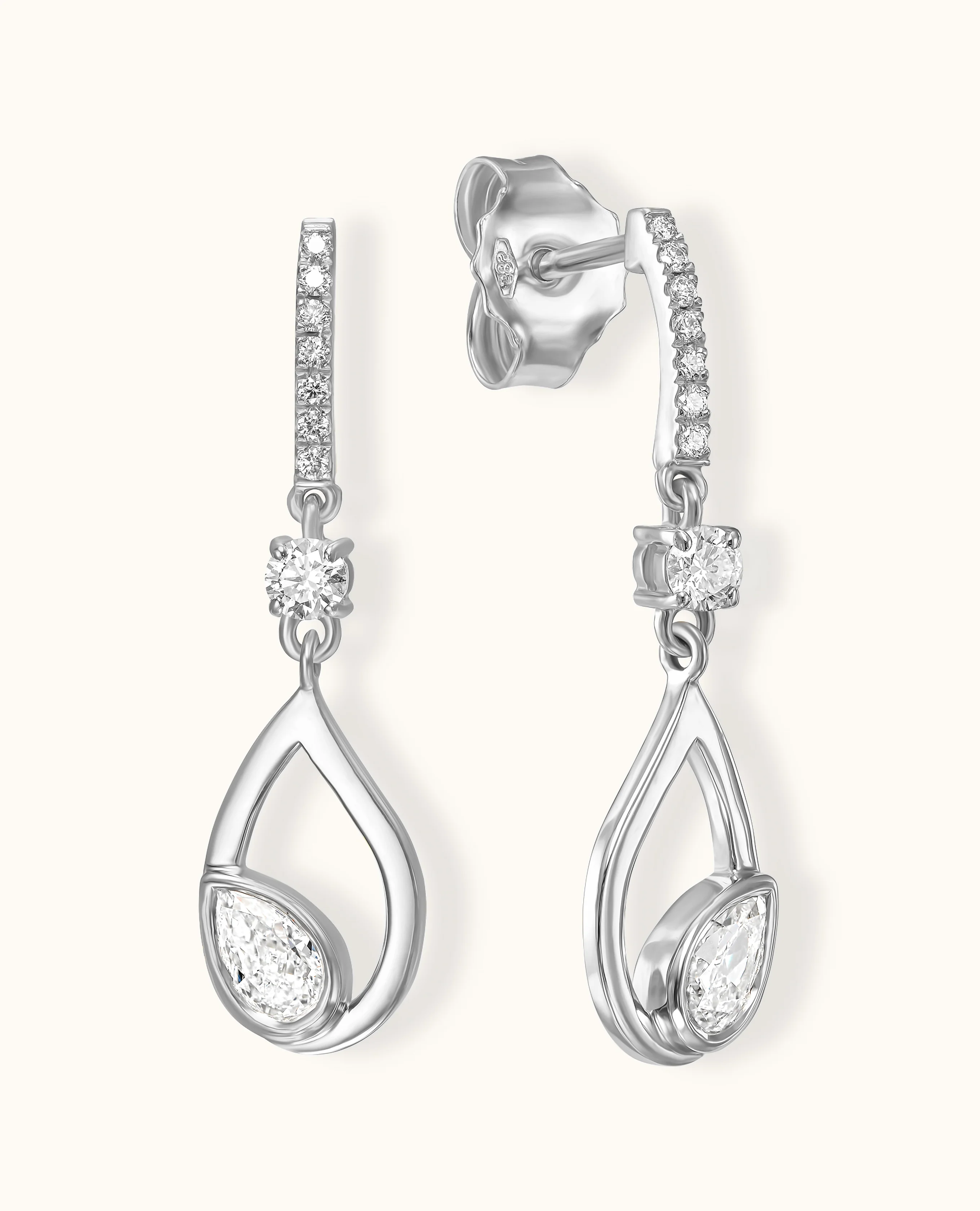 White Diamond Gold Flair Earrings - Image 3