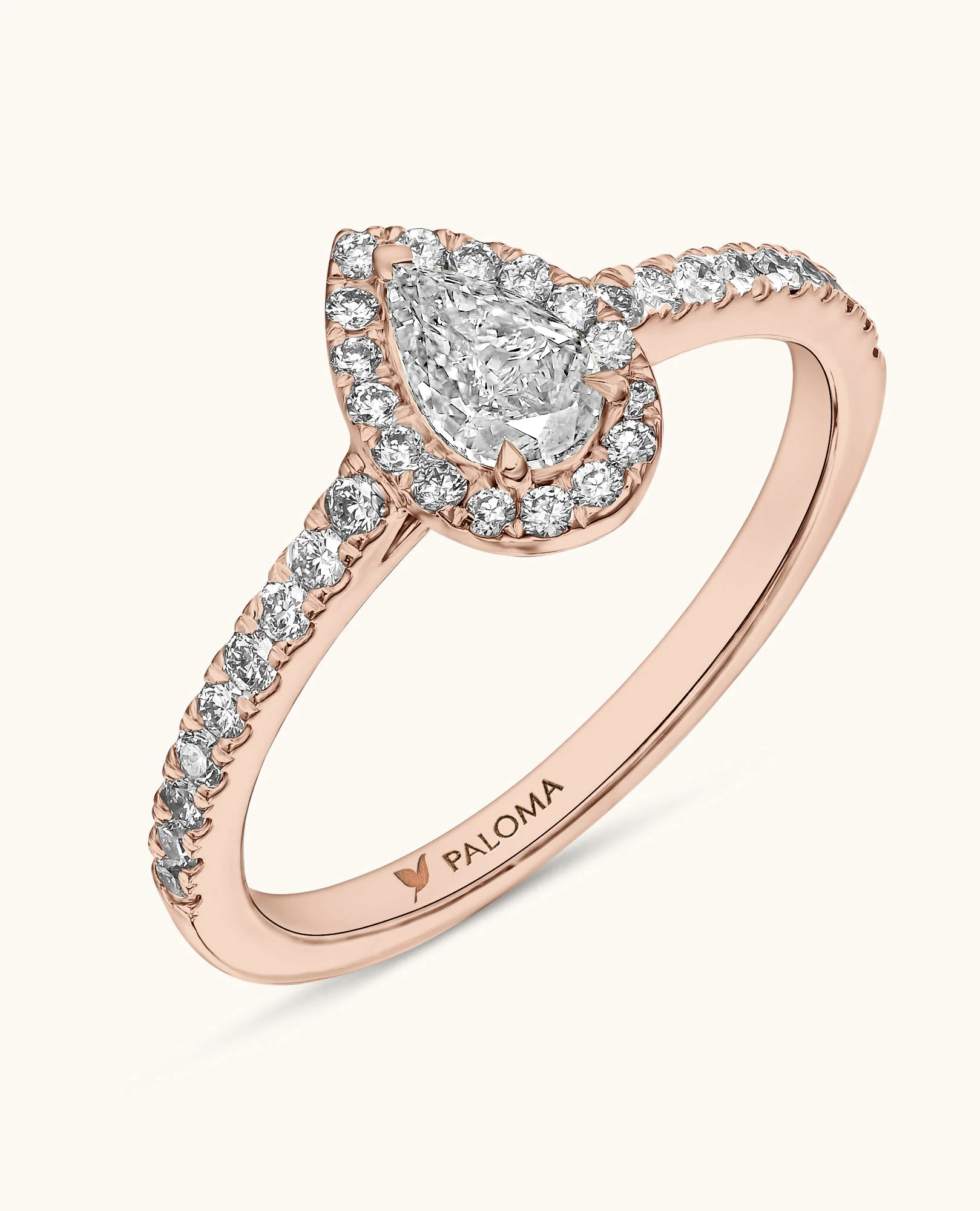 White Diamond Halo Engagement Ring - Image 3