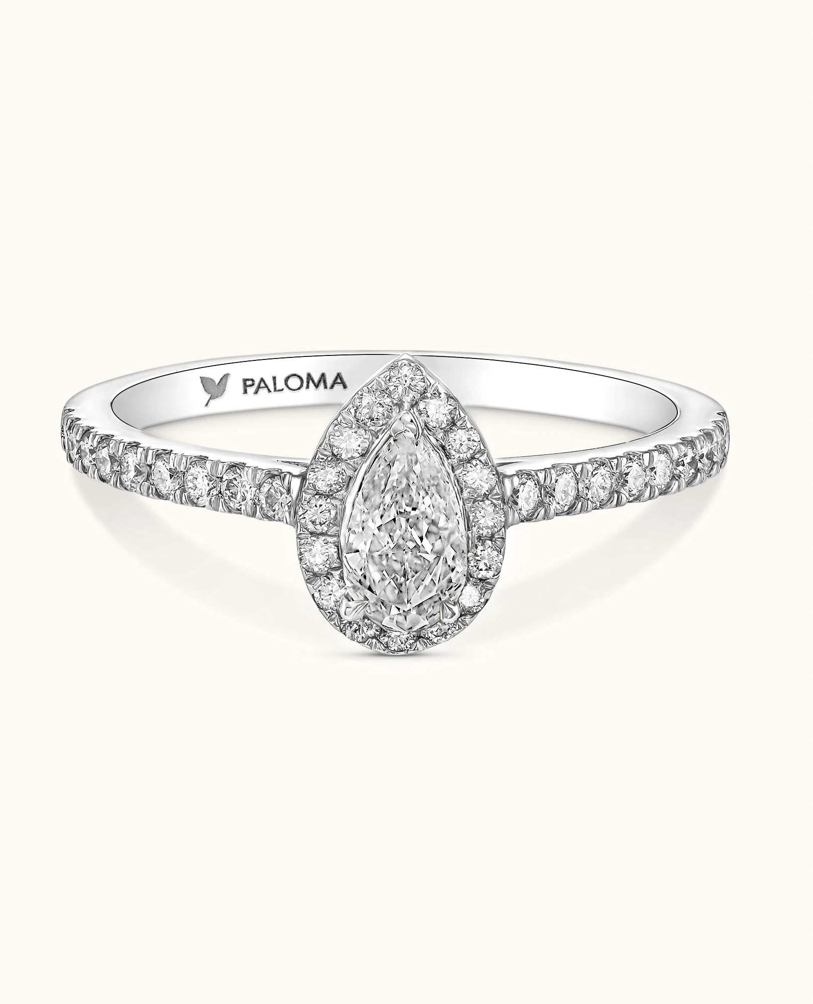 White Diamond Halo Engagement Ring - Image 6