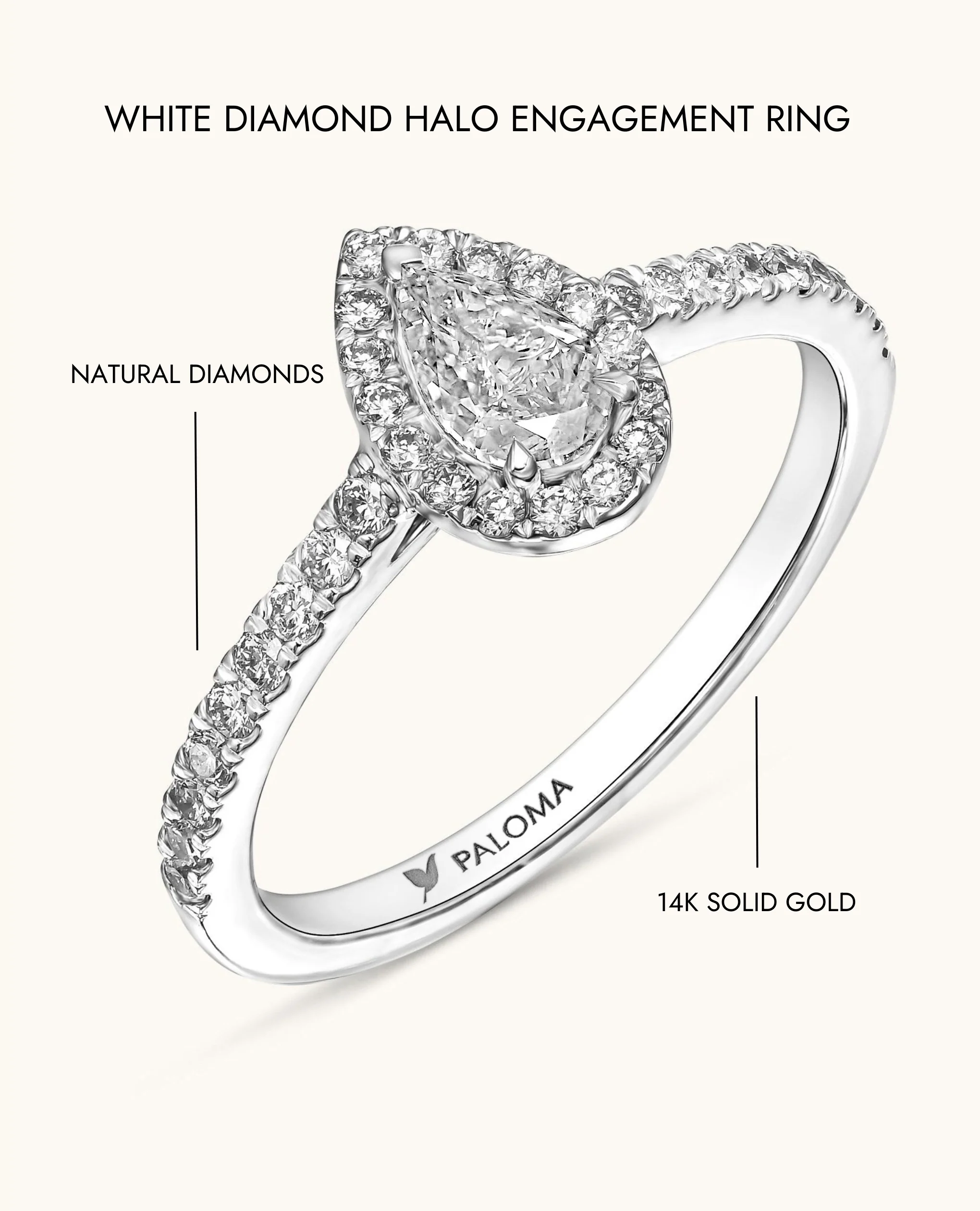 White Diamond Halo Engagement Ring - Image 7