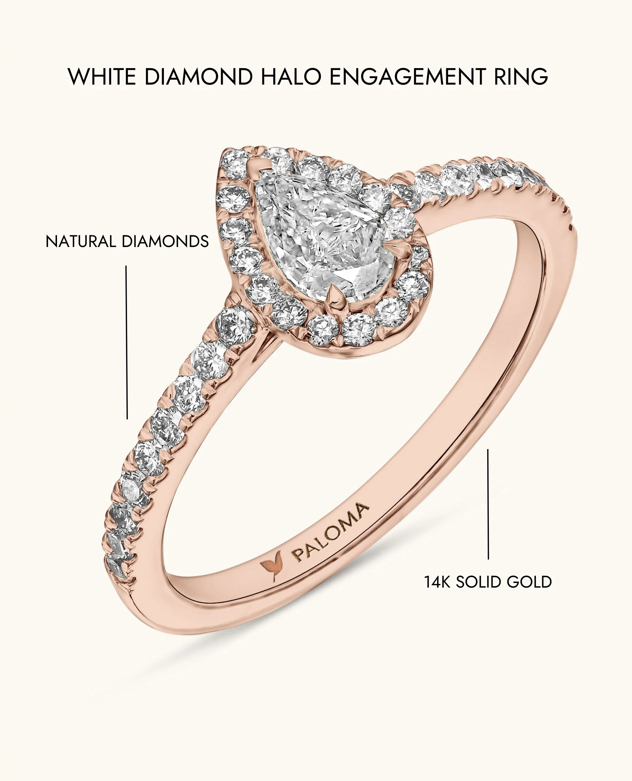 White Diamond Halo Engagement Ring - Image 8