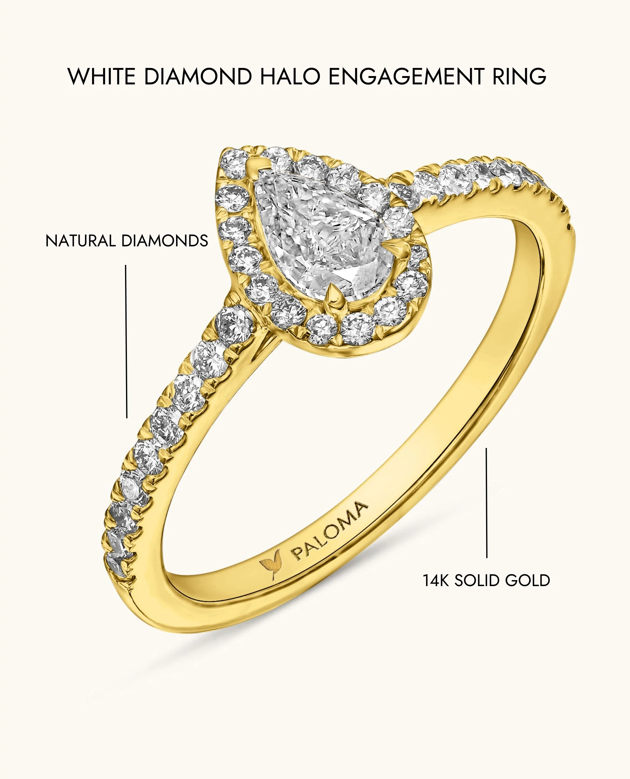 White Diamond Halo Engagement Ring - Image 9