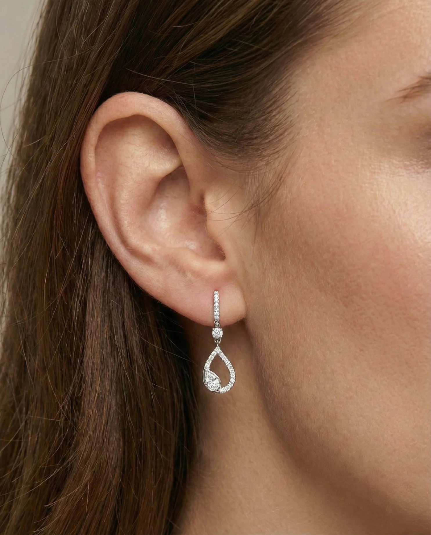 White Diamond Pavé Flair Earrings - Image 5