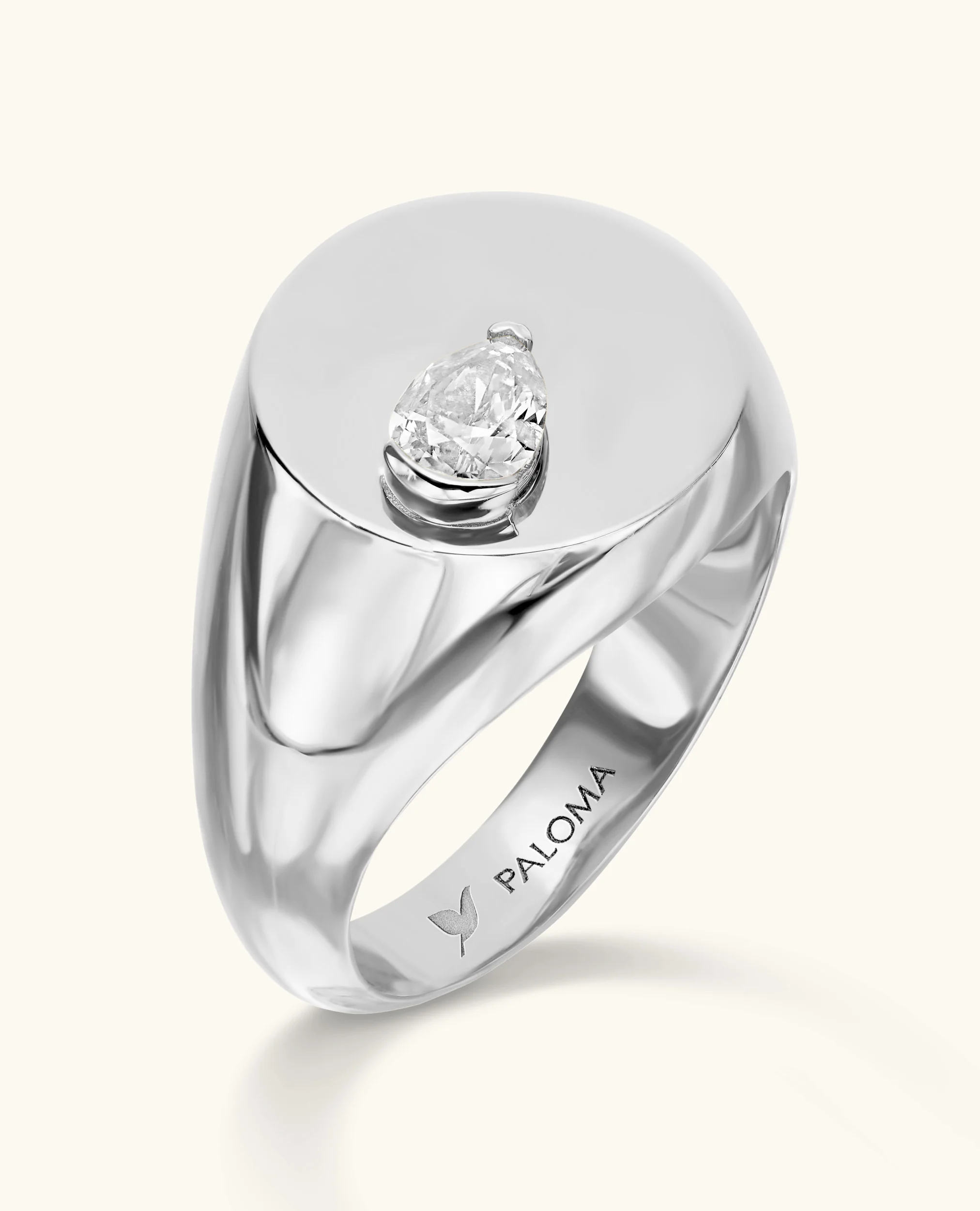 White Diamond Signet Ring - Image 3