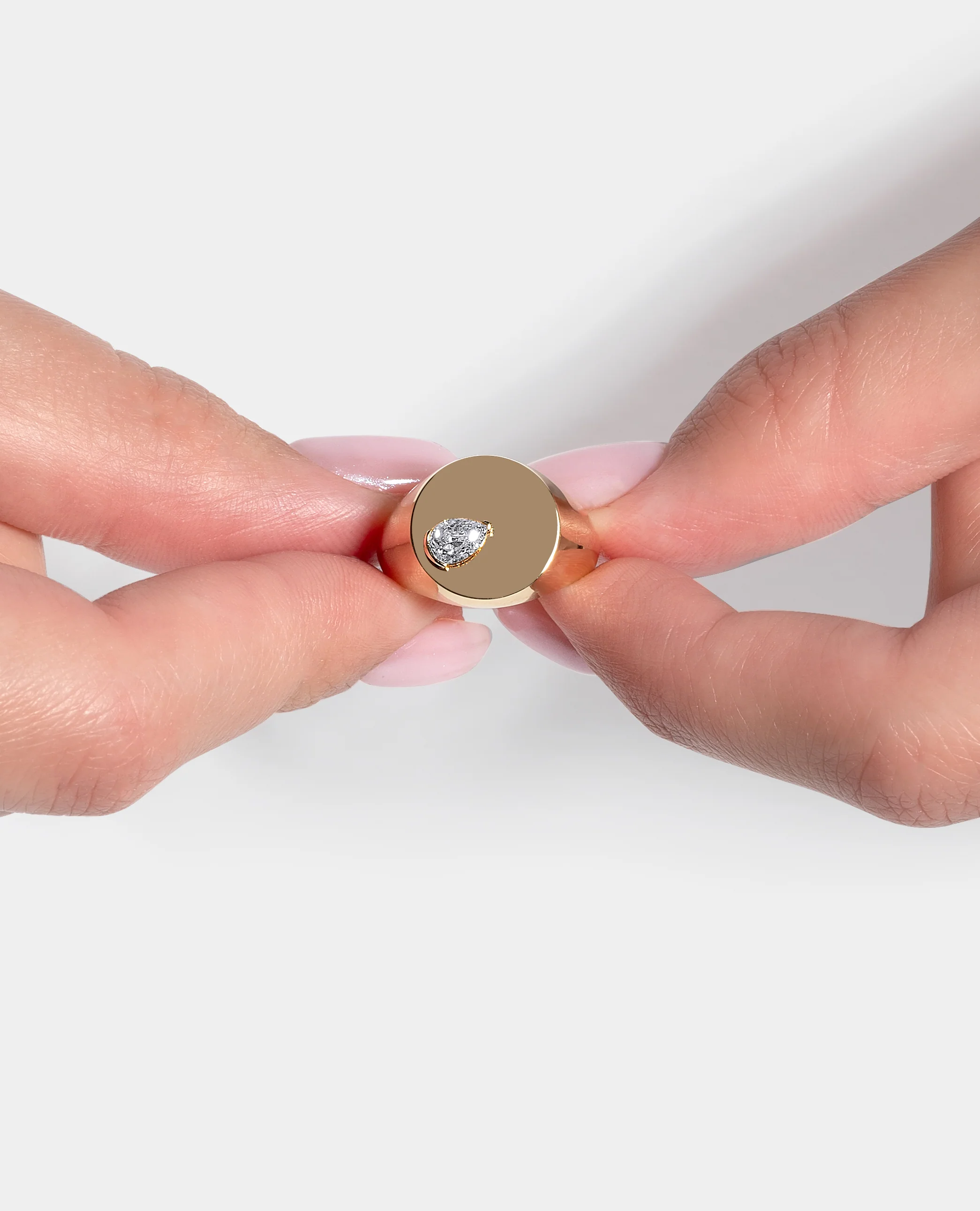 White Diamond Signet Ring - Image 5