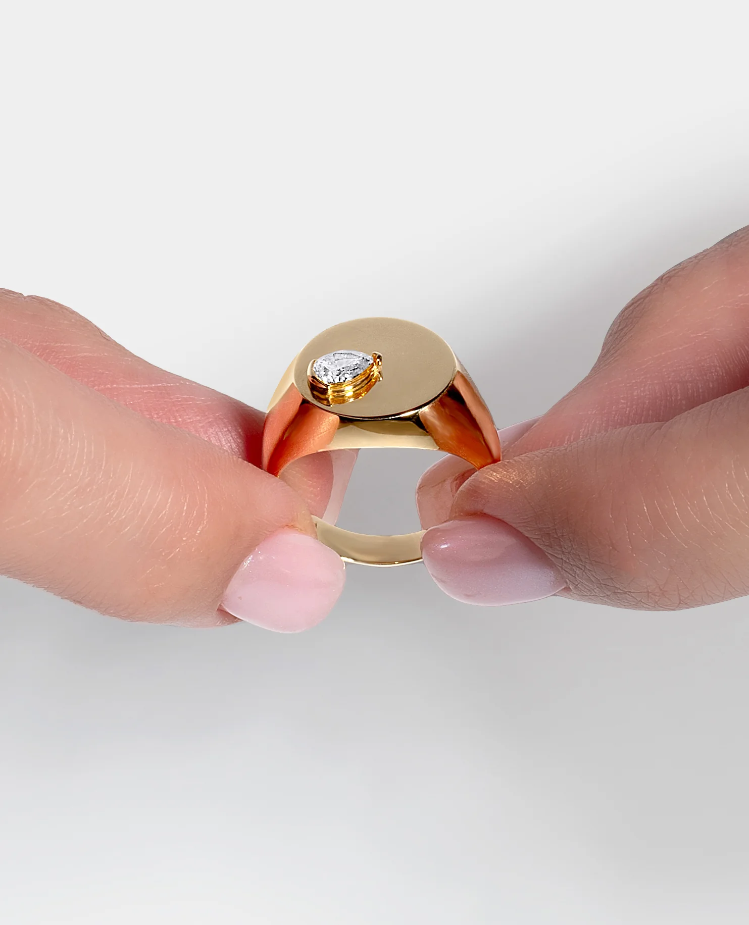 White Diamond Signet Ring - Image 6