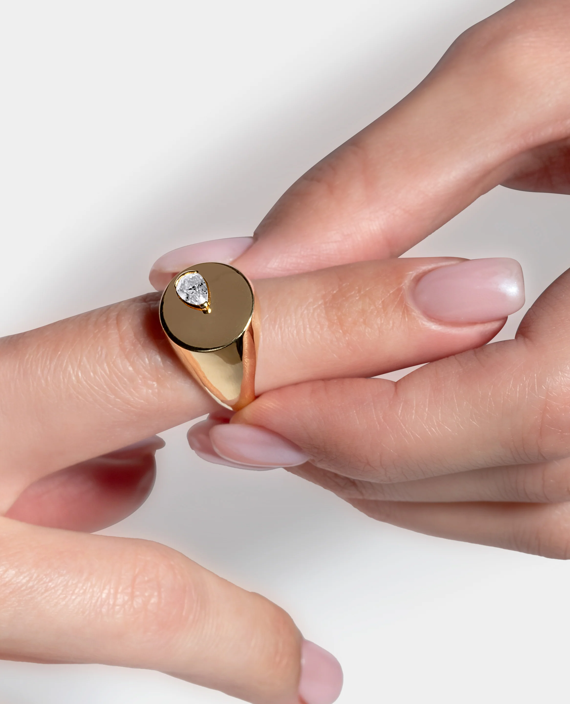 White Diamond Signet Ring - Image 7