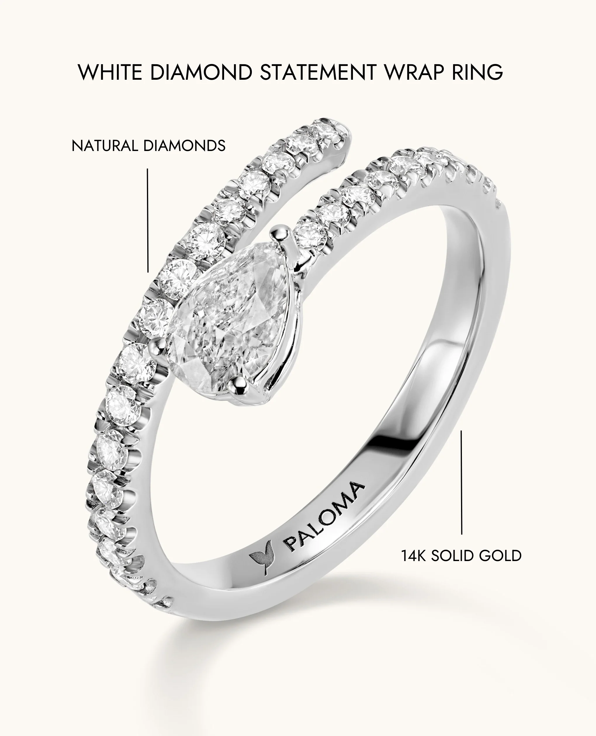 White Diamond Wrap Ring - Image 10