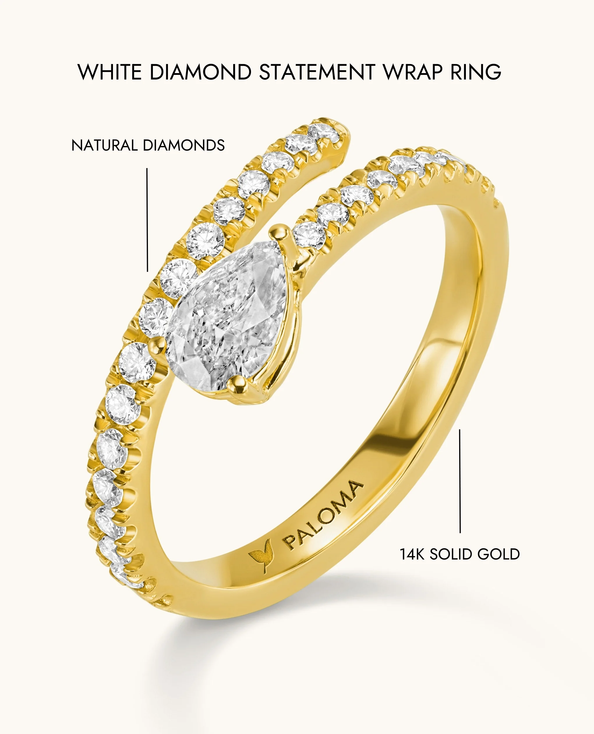 White Diamond Wrap Ring - Image 8
