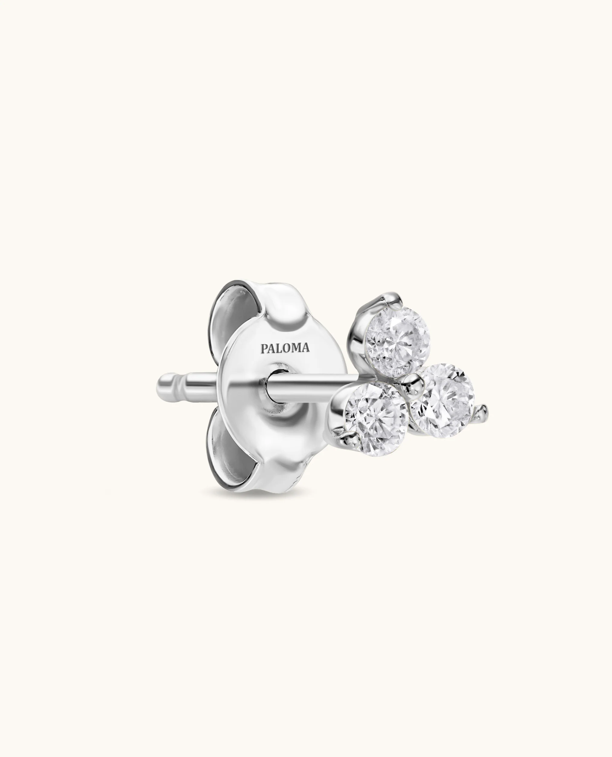 Petite White Diamond Trio Stud Earrings - Image 4