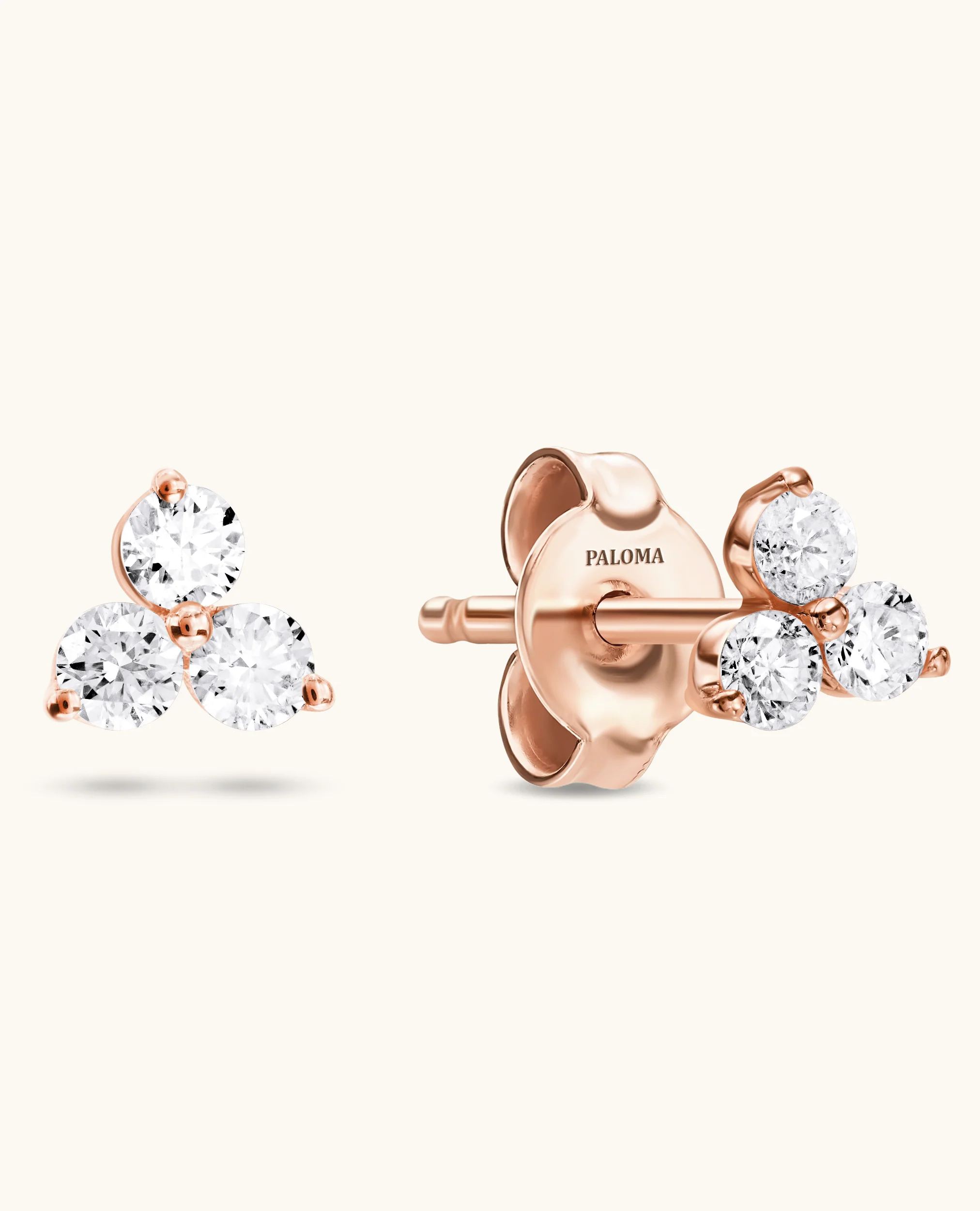 Petite White Diamond Trio Stud Earrings - Image 6