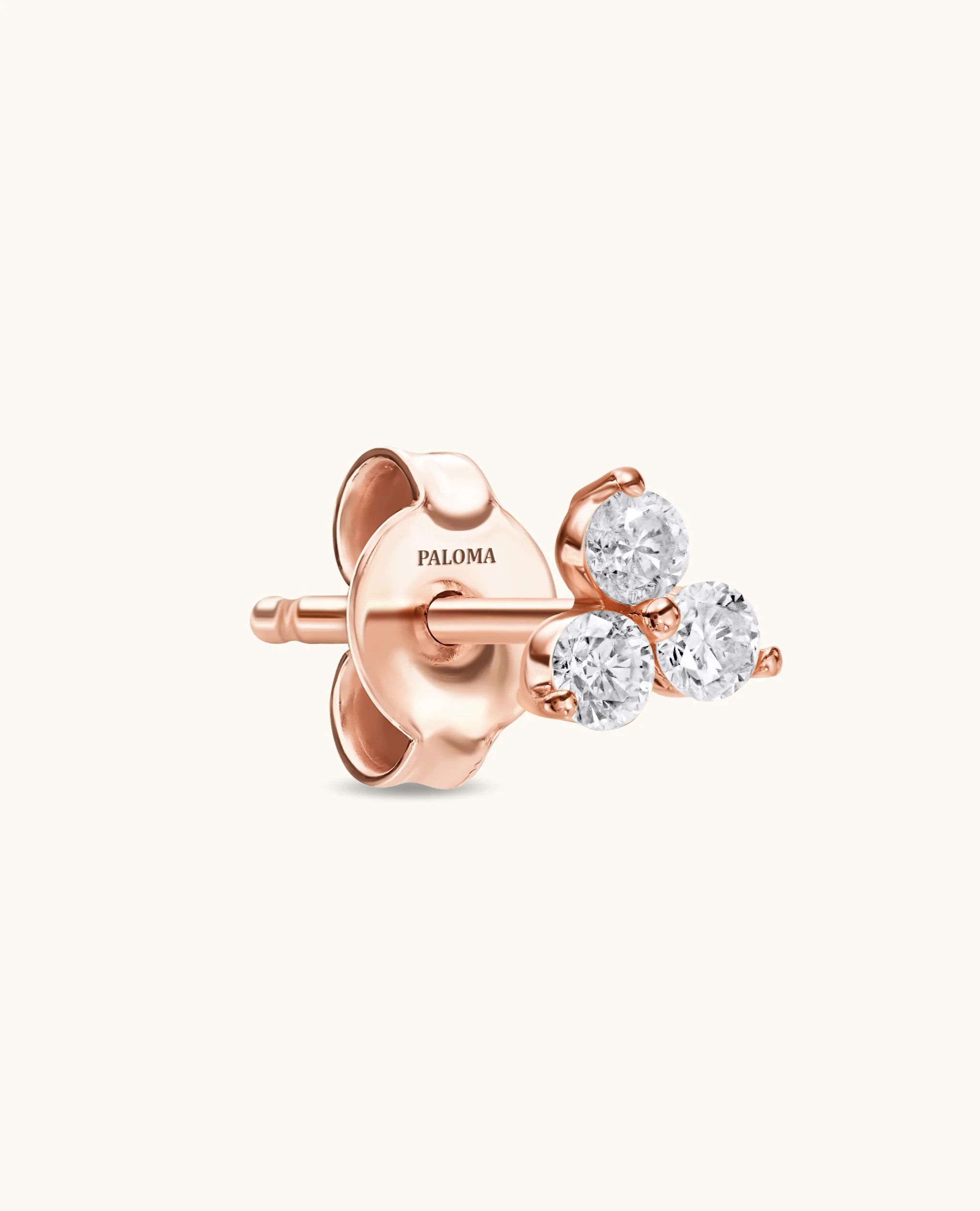 Petite White Diamond Trio Stud Earrings - Image 7