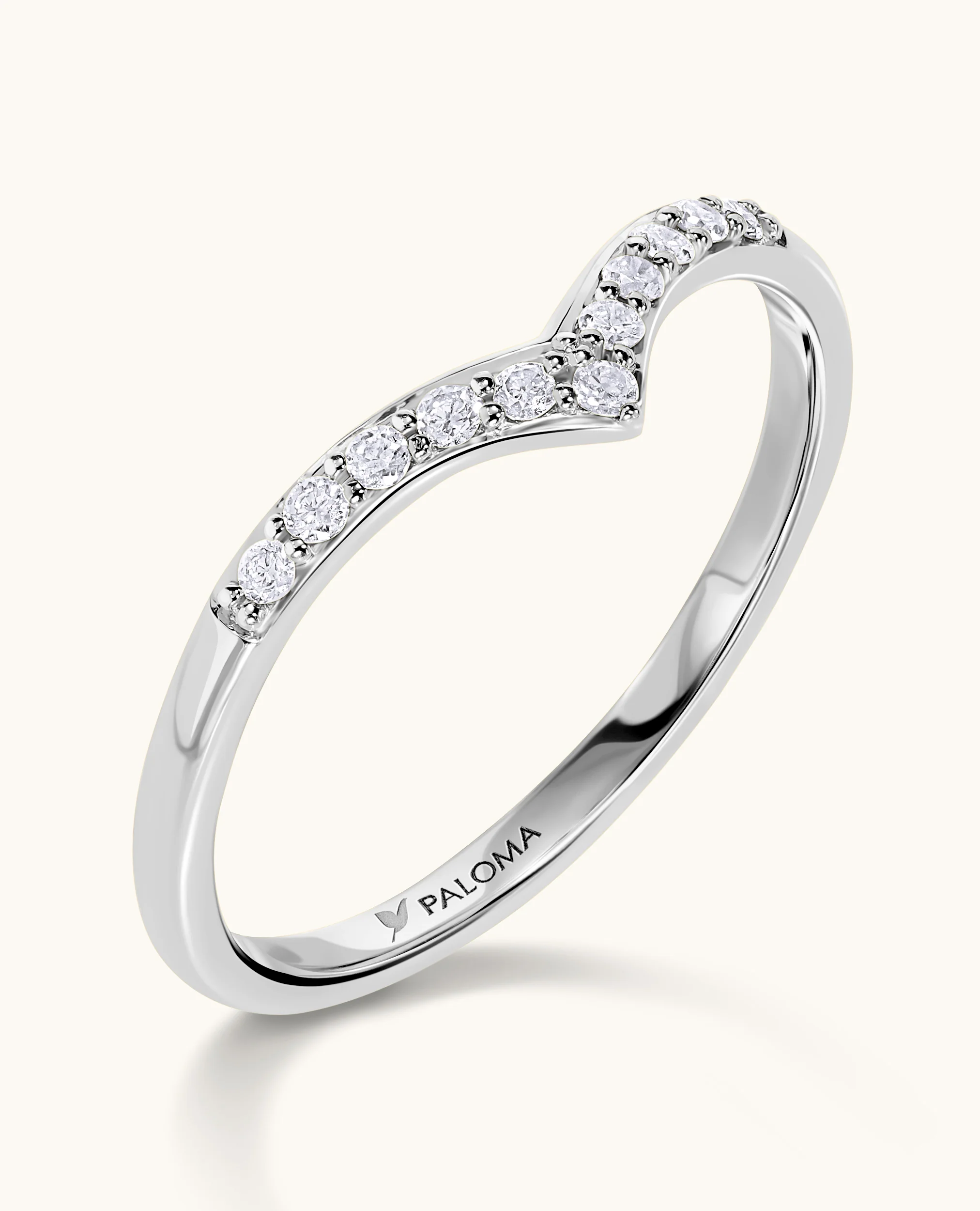 White Diamond V Ring