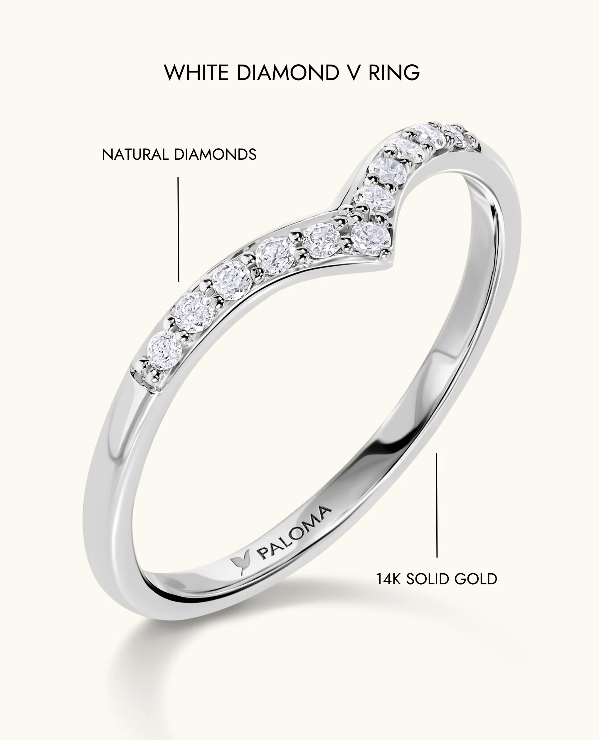 White Diamond V Ring - Image 10
