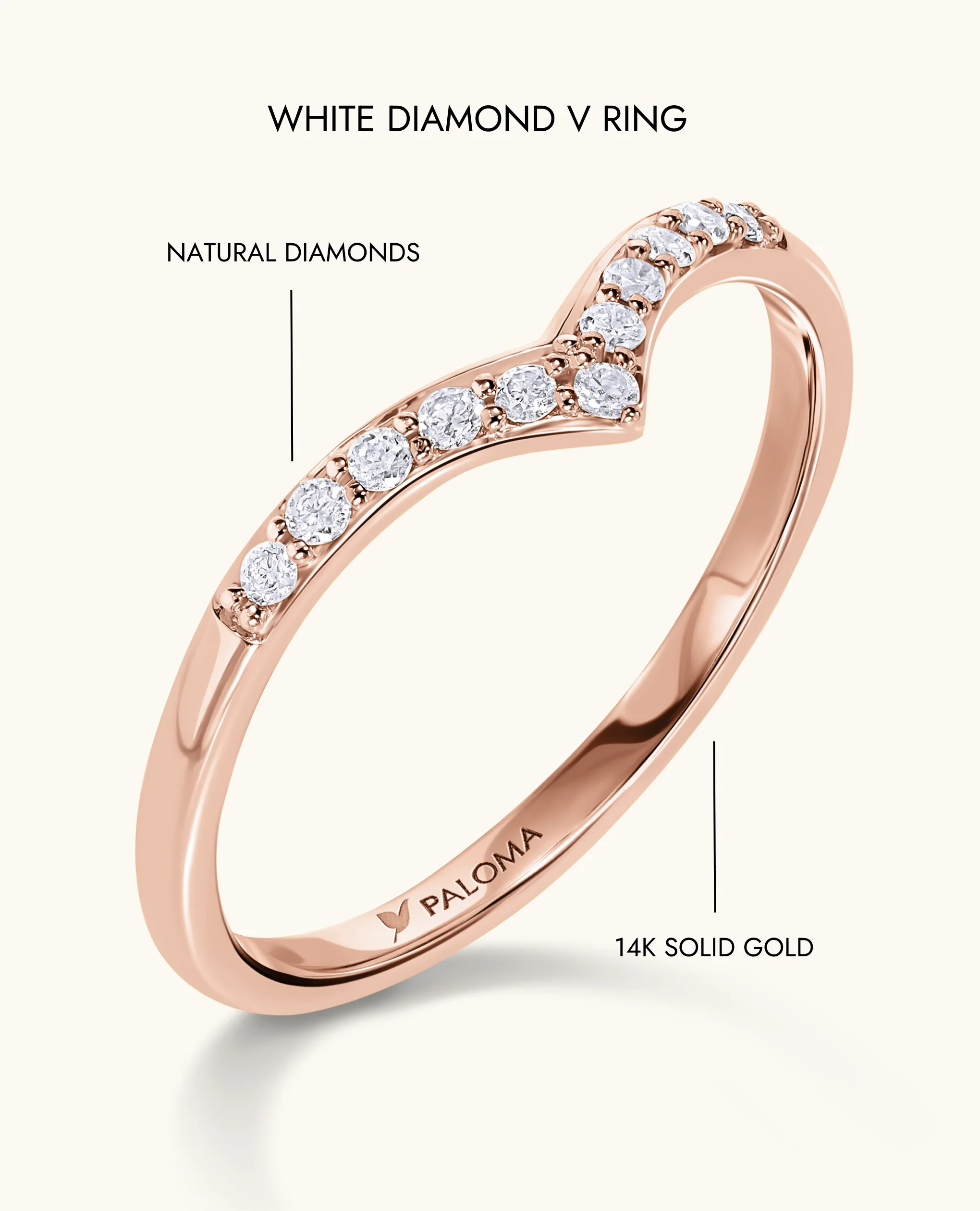 White Diamond V Ring - Image 12