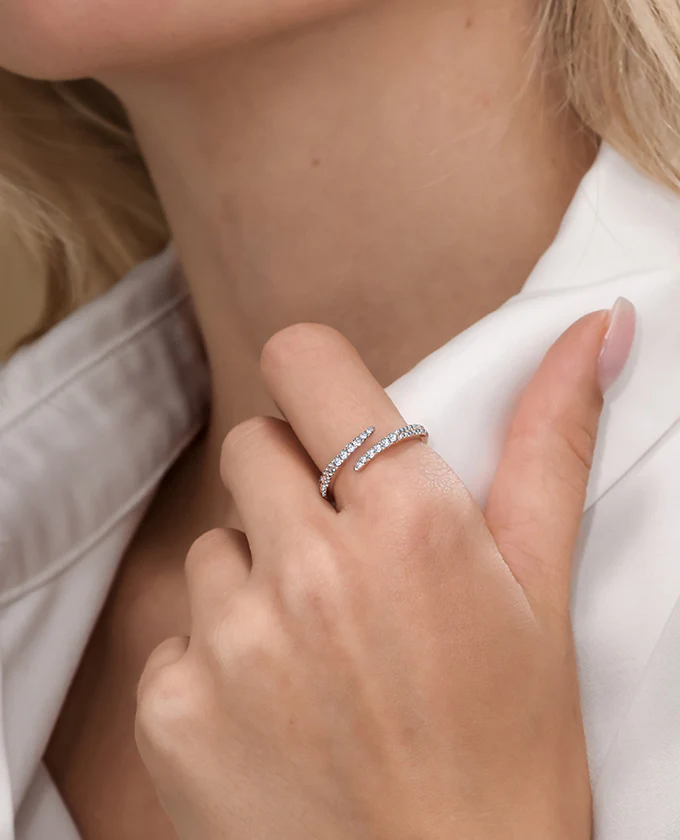 White Diamond Wrap Ring - Image 5