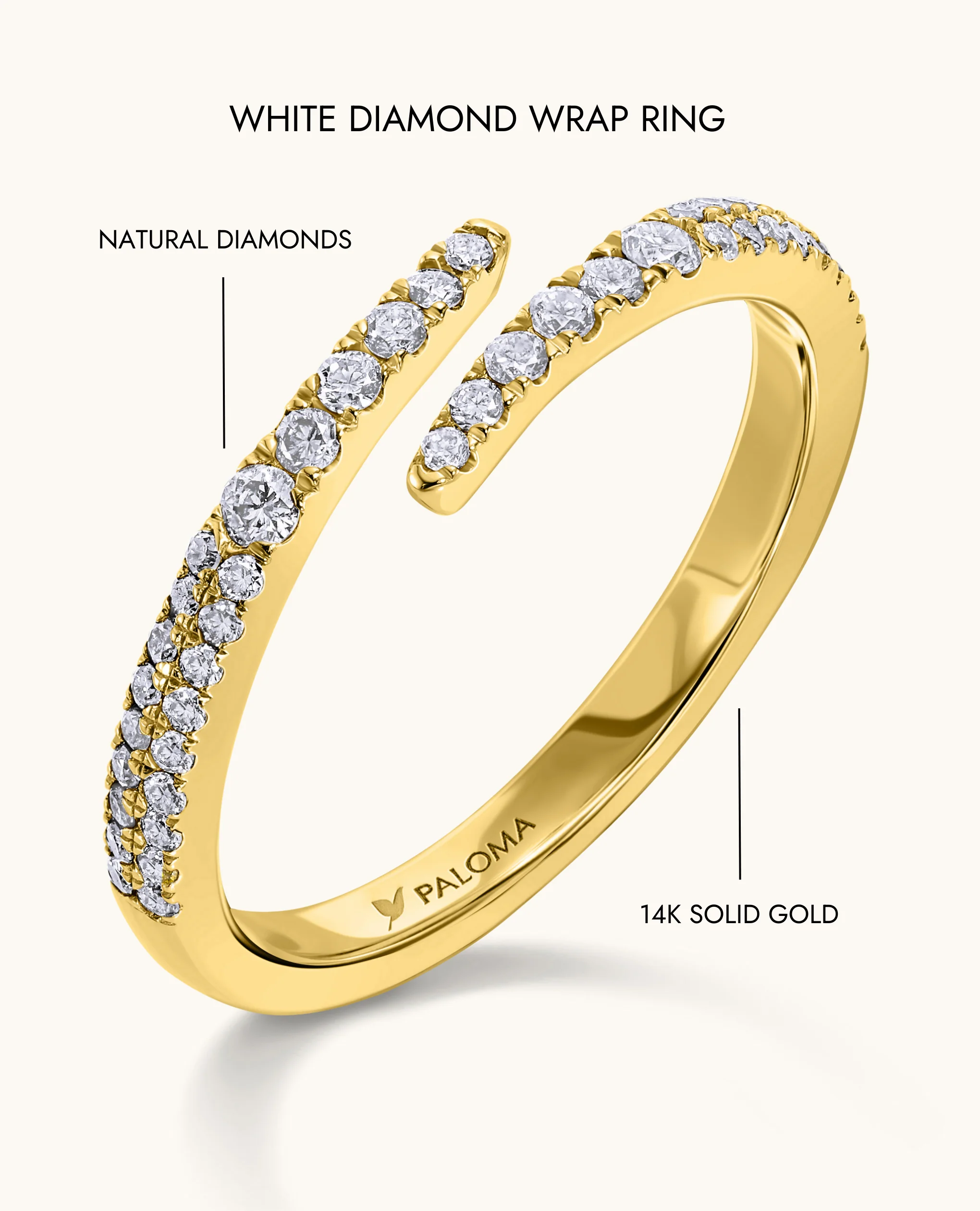 White Diamond Wrap Ring - Image 8