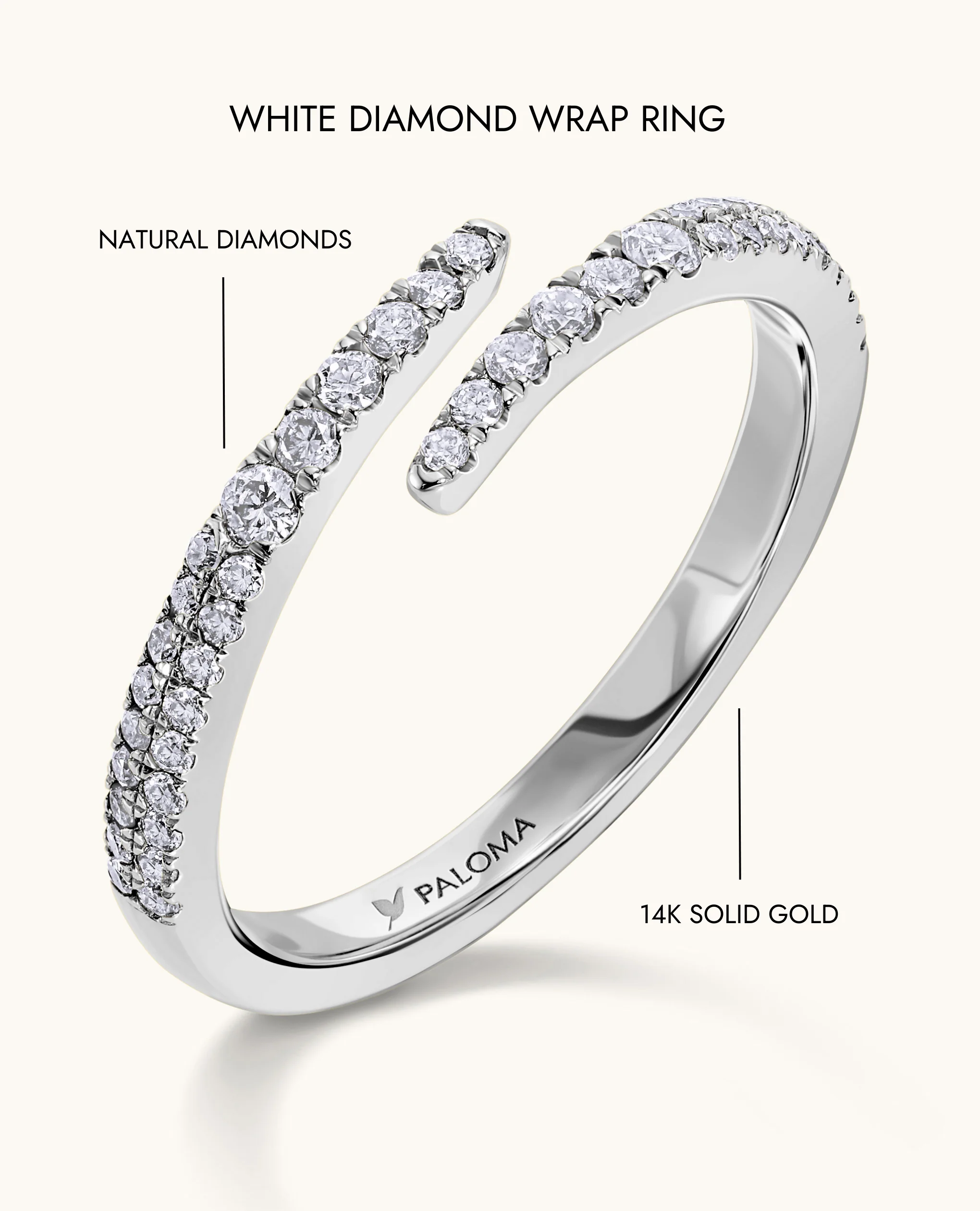 White Diamond Wrap Ring - Image 9