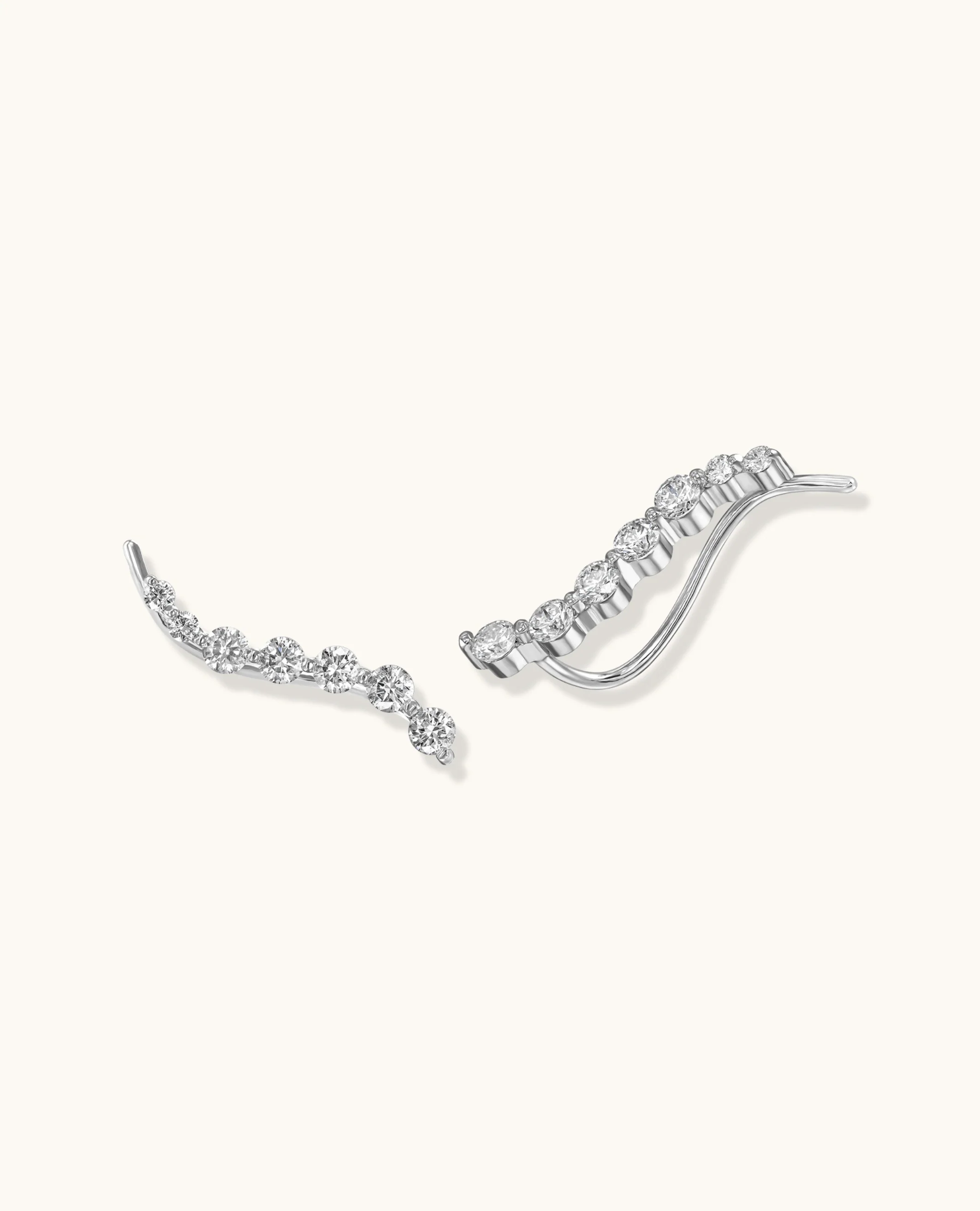 Graduated White Diamond Climber Earrings