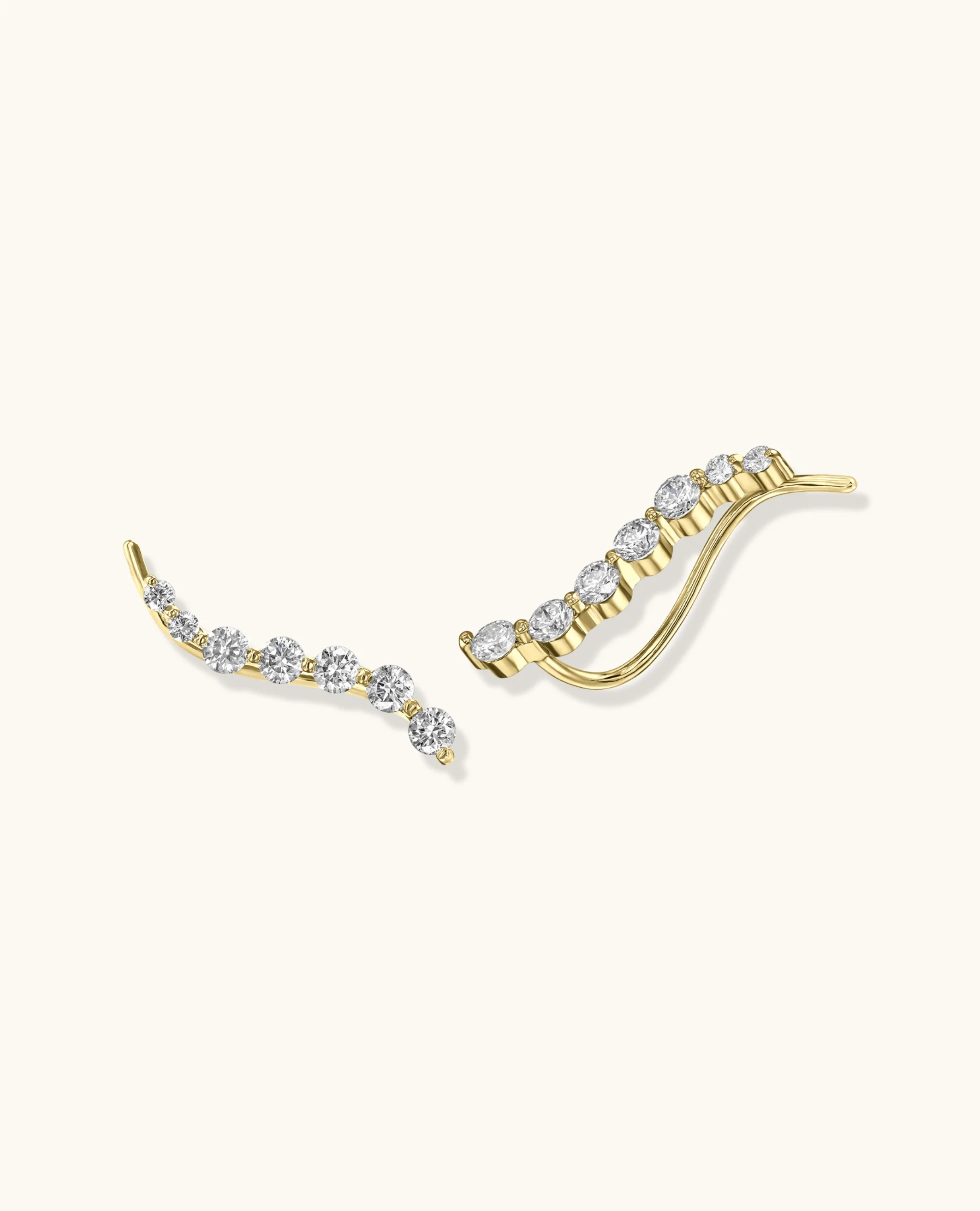 Graduated White Diamond Climber Earrings - Image 2