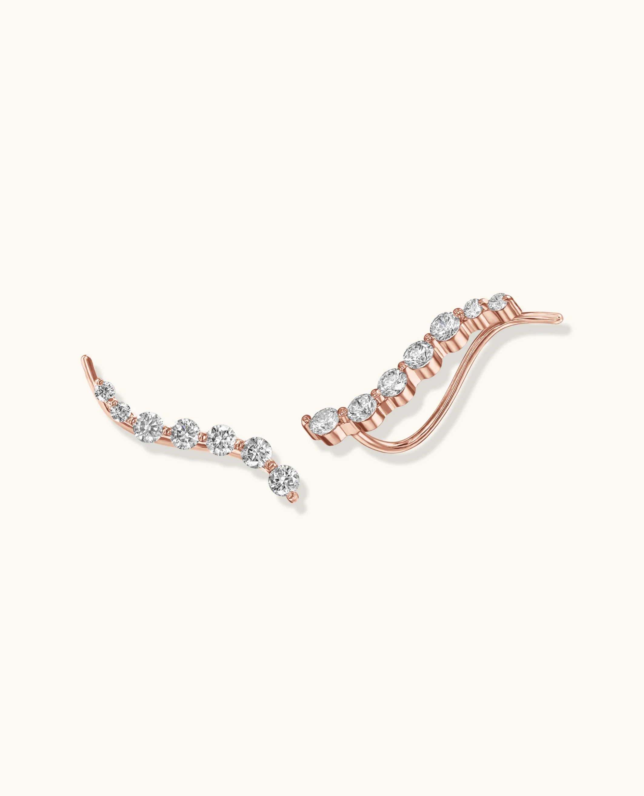 Graduated White Diamond Climber Earrings - Image 3