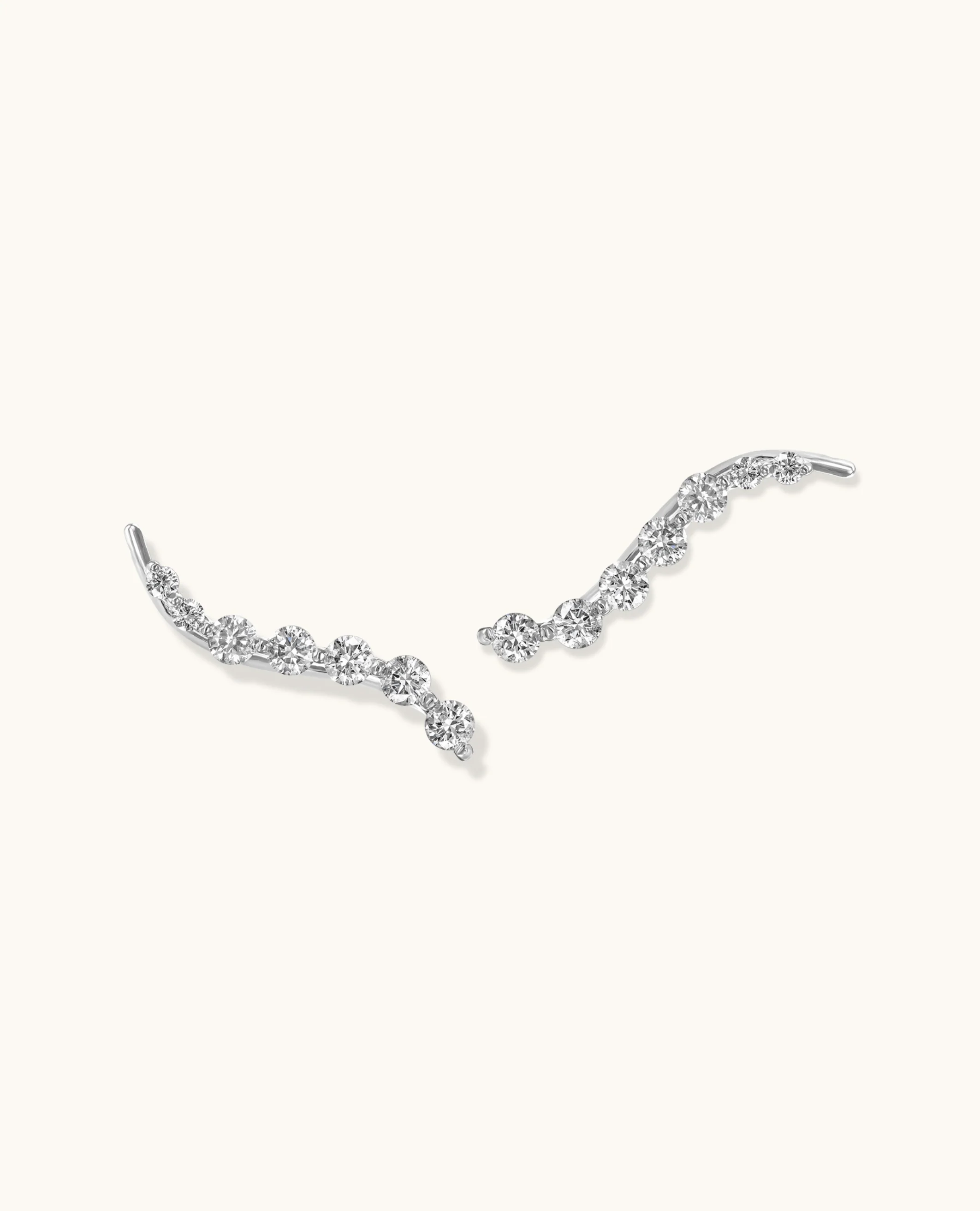 Graduated White Diamond Climber Earrings - Image 6