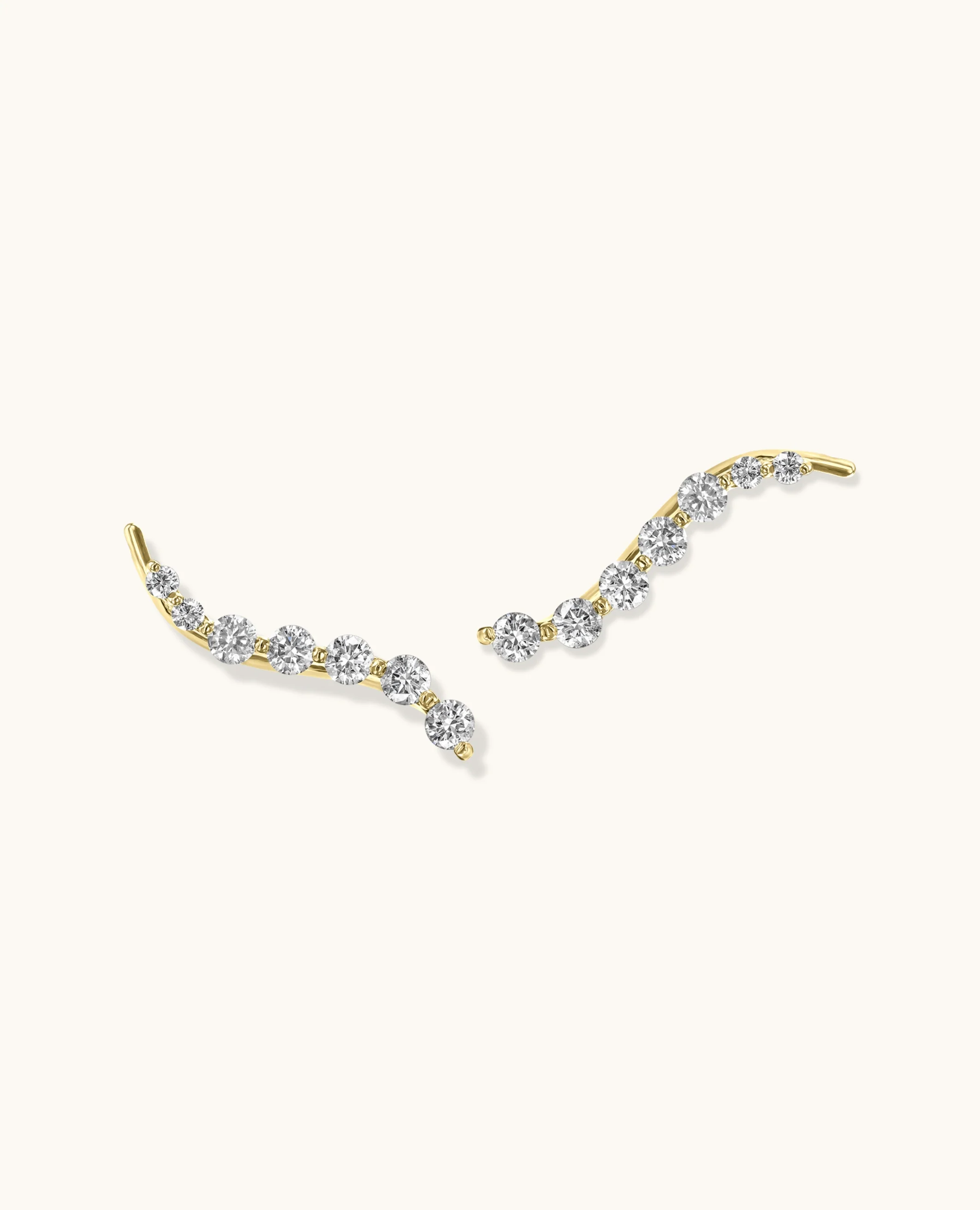 Graduated White Diamond Climber Earrings - Image 7