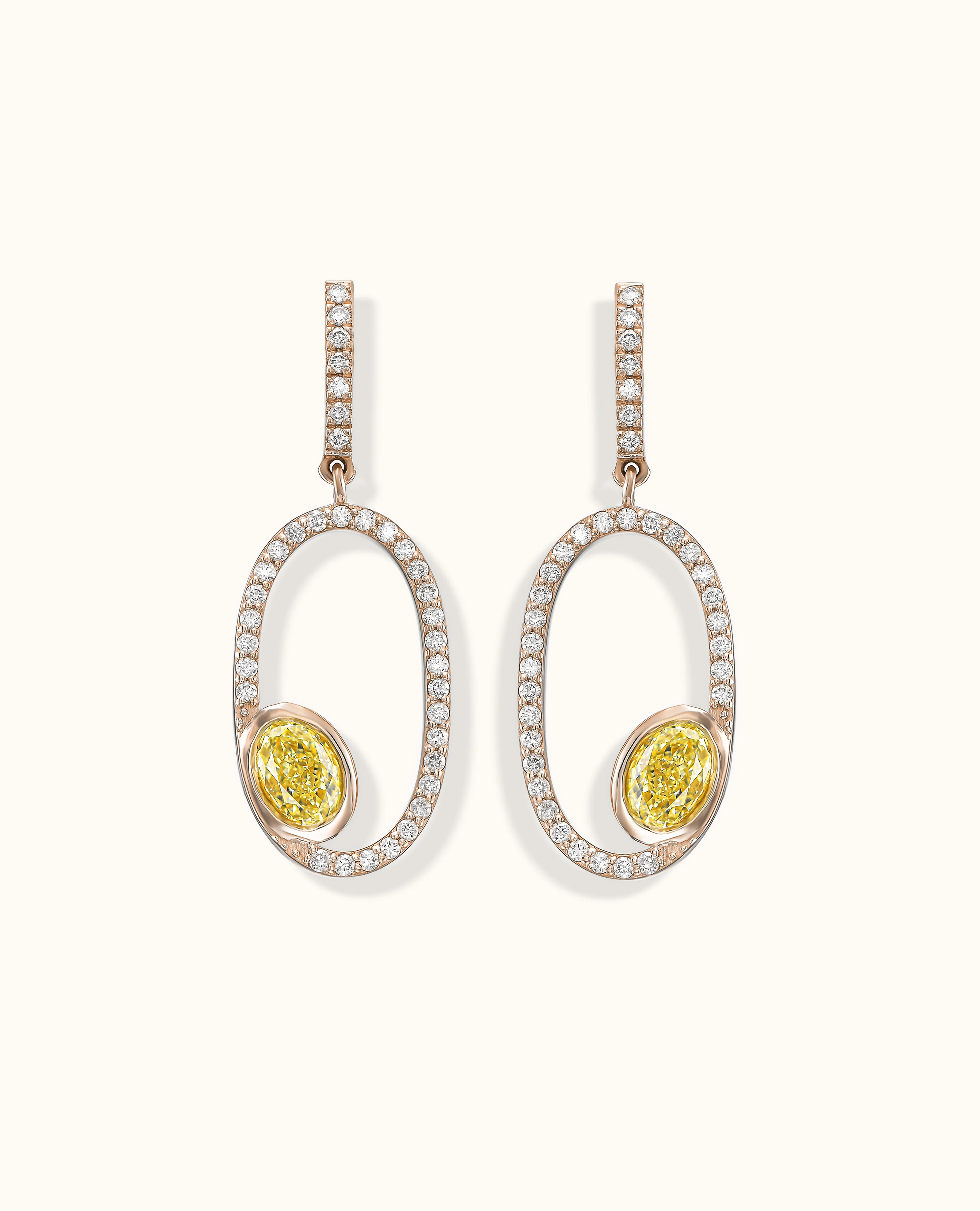 Yellow Diamond Aura Edge Drop Earrings - Image 3