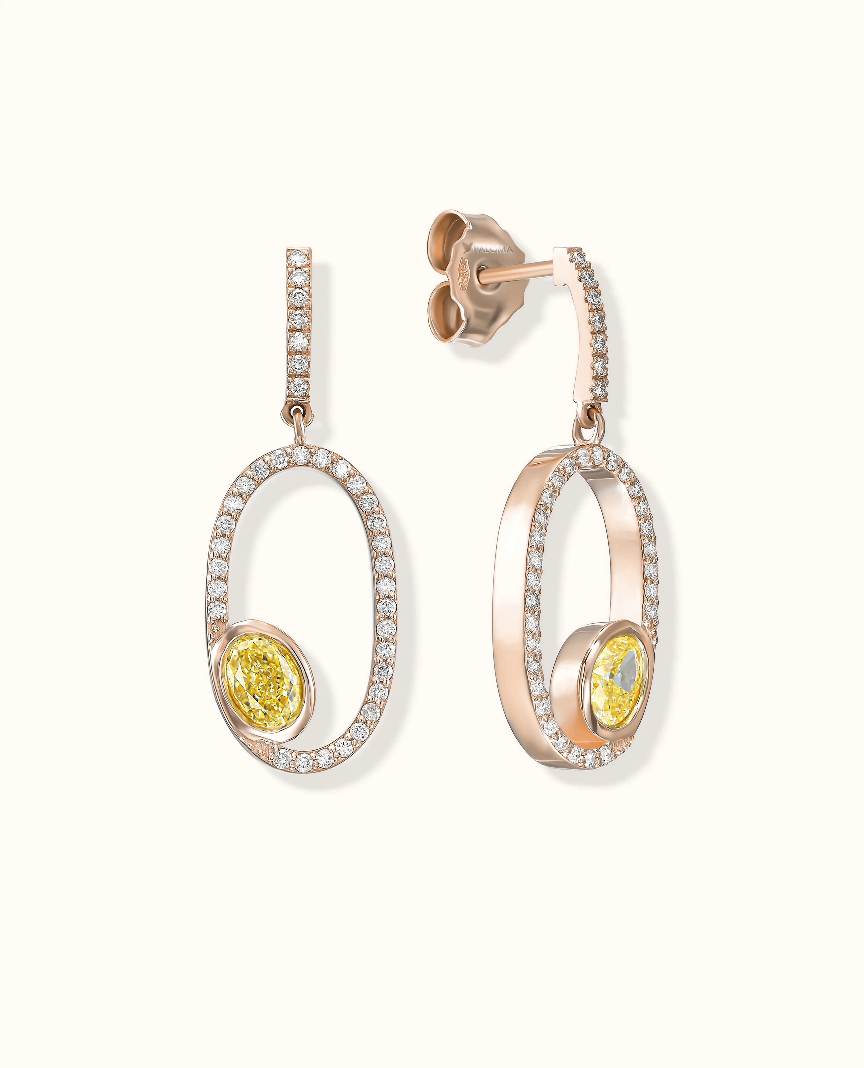 Yellow Diamond Aura Edge Drop Earrings - Image 4