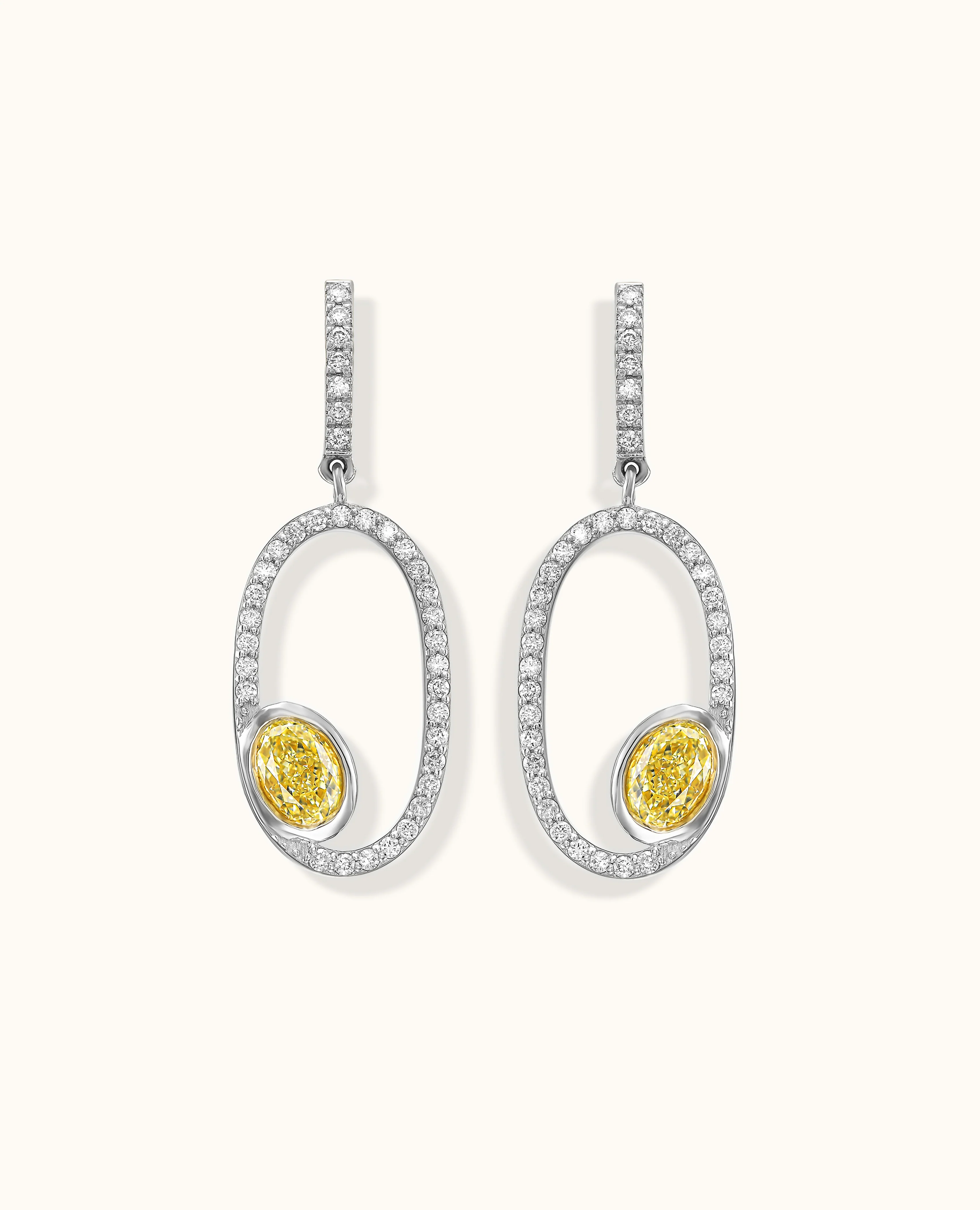 Yellow Diamond Aura Edge Drop Earrings - Image 7